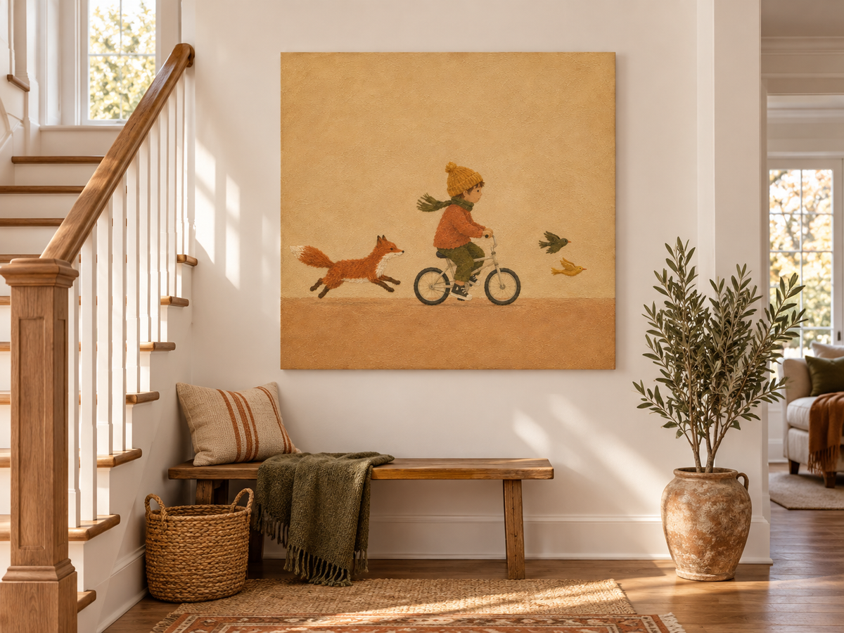 Whimsical Storybook Art For Kids Room Modern Nursery Wall Decor Beige