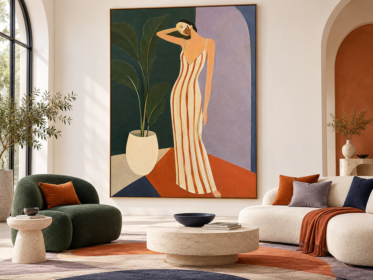 Abstract Modernist Figure Painting In Muted Earth Tones