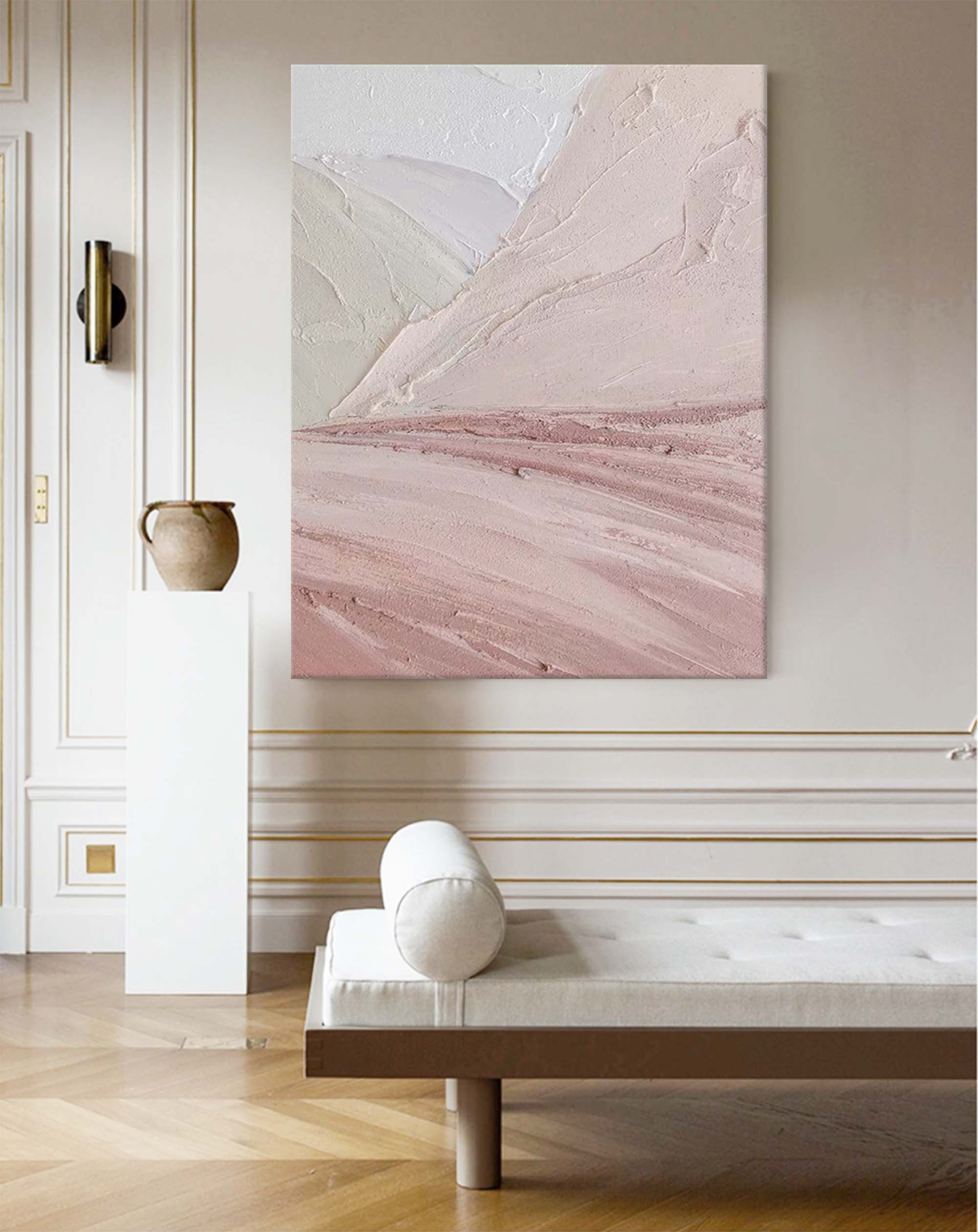 Pink Texture Abstract Art Painting Large Minimalist Pink Wall Art 3D Texture Art Original Oil Painting