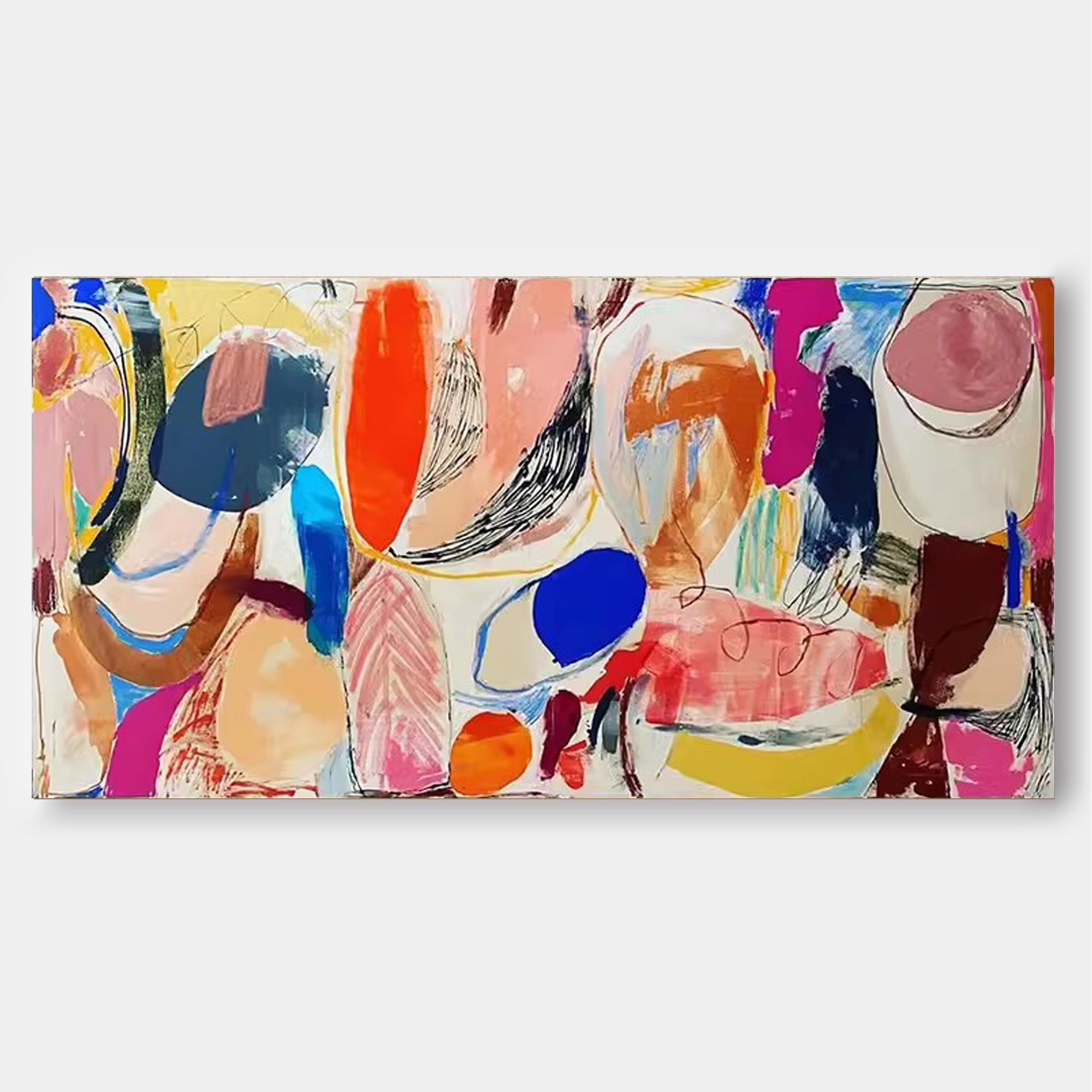 Colorful Abstract Large Painting On Canvas Contemporary Acrylic Painting Modern Wall Art Living Room