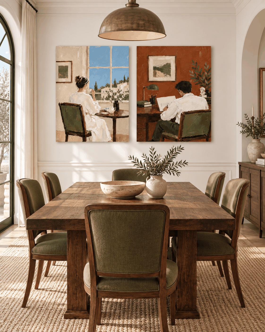 Modern Couple Diptych Hand-Painted Canvas Art With Expressive Texture