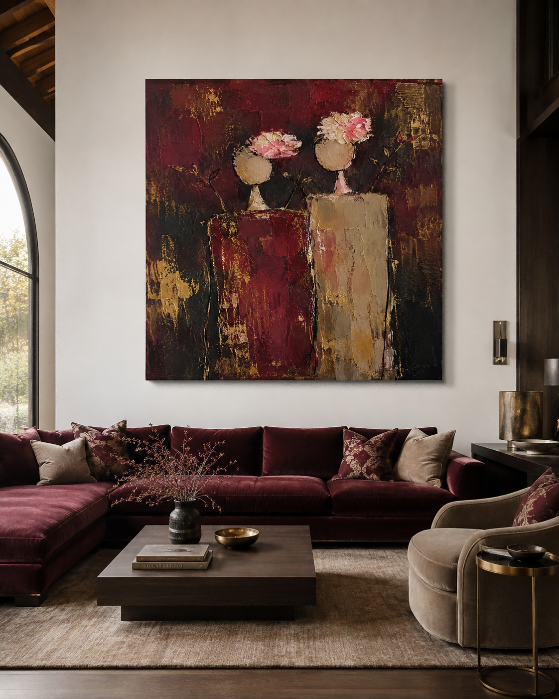Modern Impasto Abstract Art With Gold Leaf Style Accents