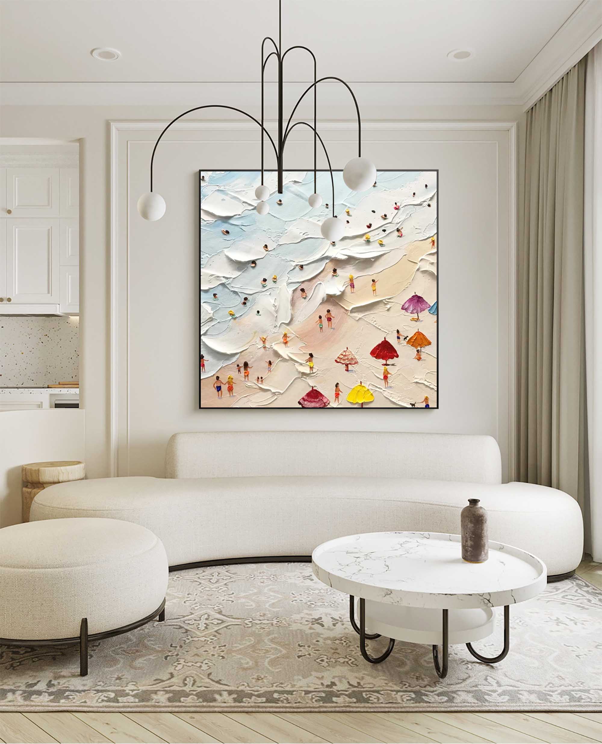 Sea And Beach Oil Painting Original Abstract Seascape Art Oil Painting On Canvas Bedroom Wall Decor