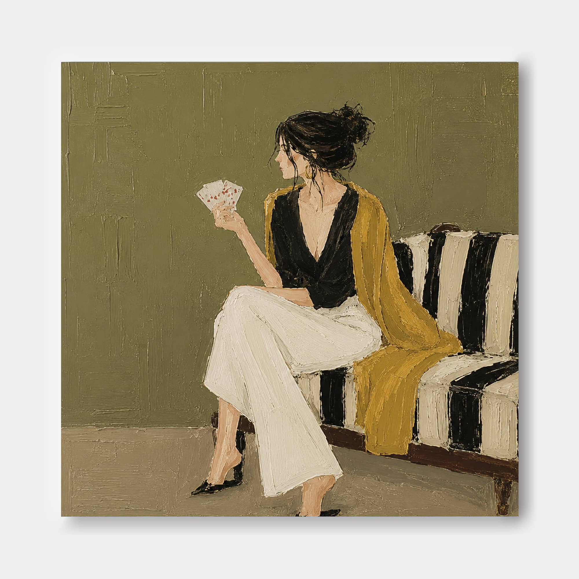 Elegant Square Canvas Art With Expressive Brushstrokes For Chic Lounge And Bedroom Wall Decoration