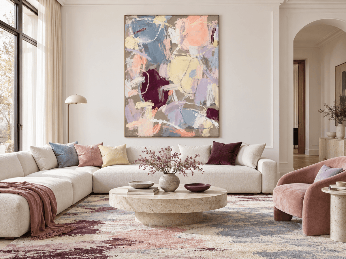 Scandinavian Abstract Art With Healing Pastel Colors And Texture
