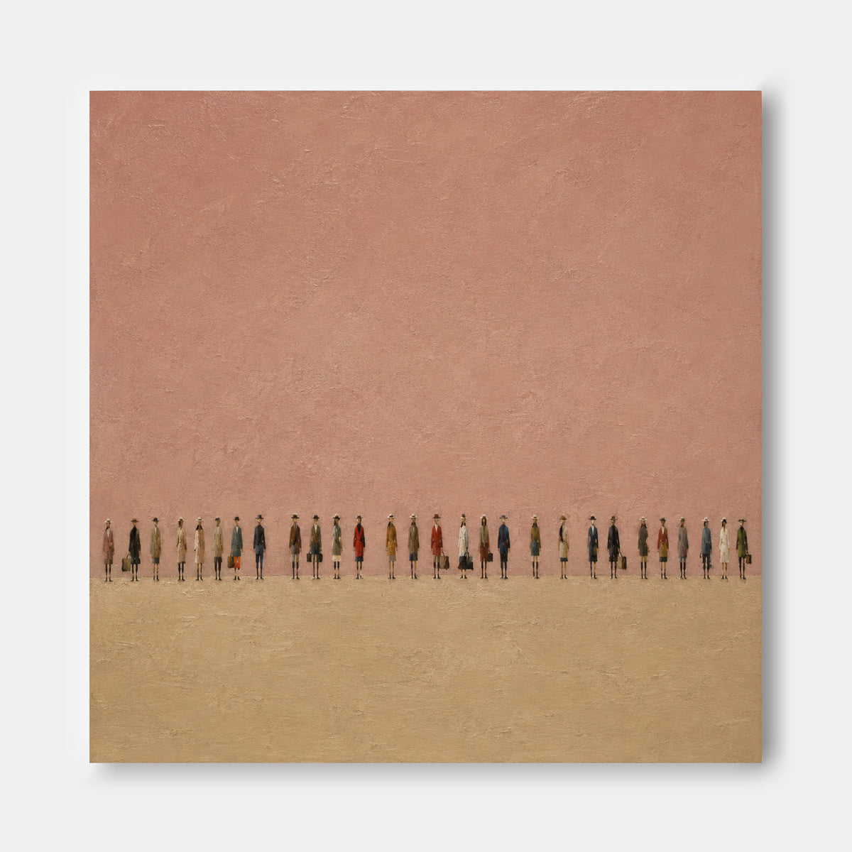 Vintage Textured Art With Orderly Figures Modern Earthy Palette
