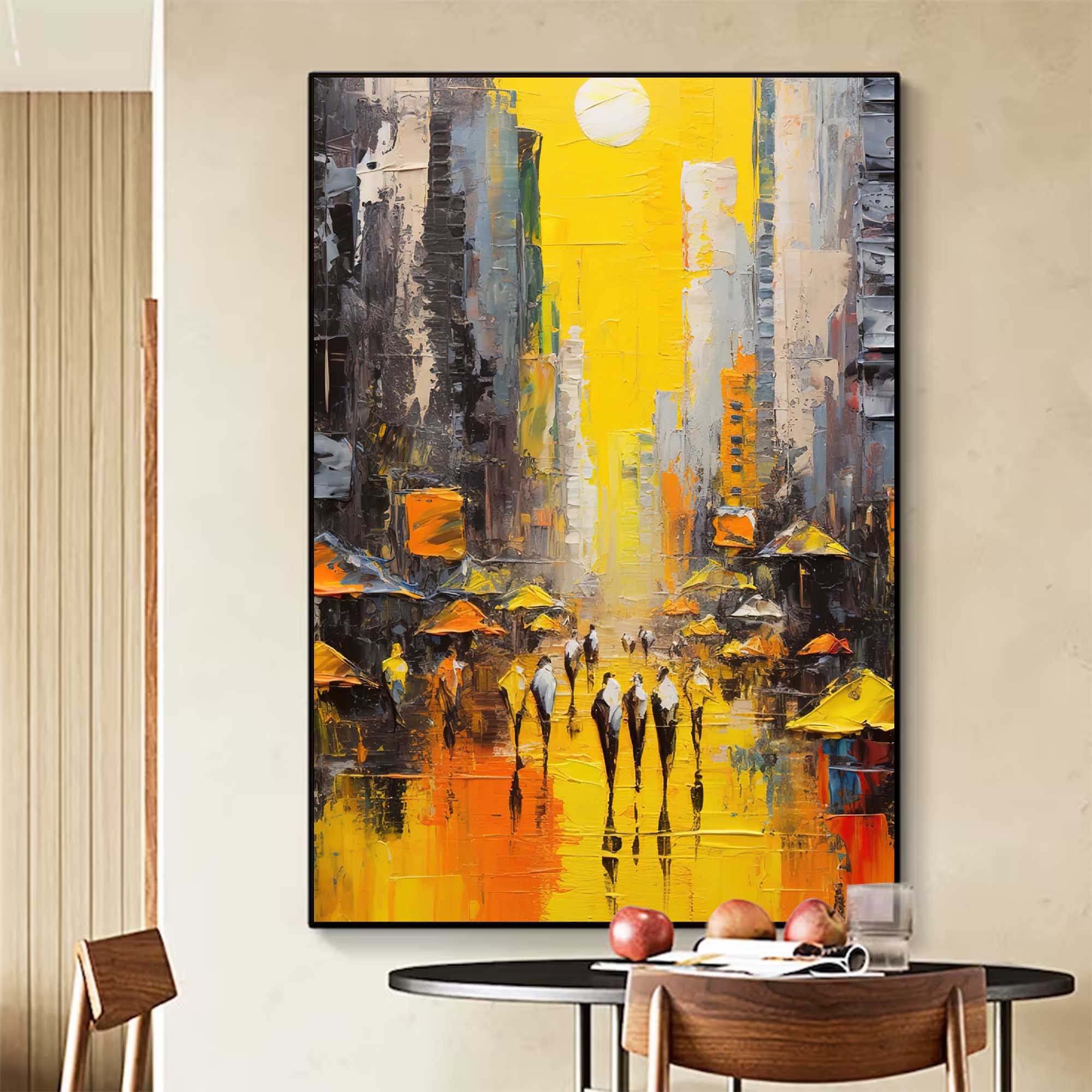 Modern Abstract Cityscape Oil Painting On Canvas Original Urban Scene Art Large Wall Art Living Room