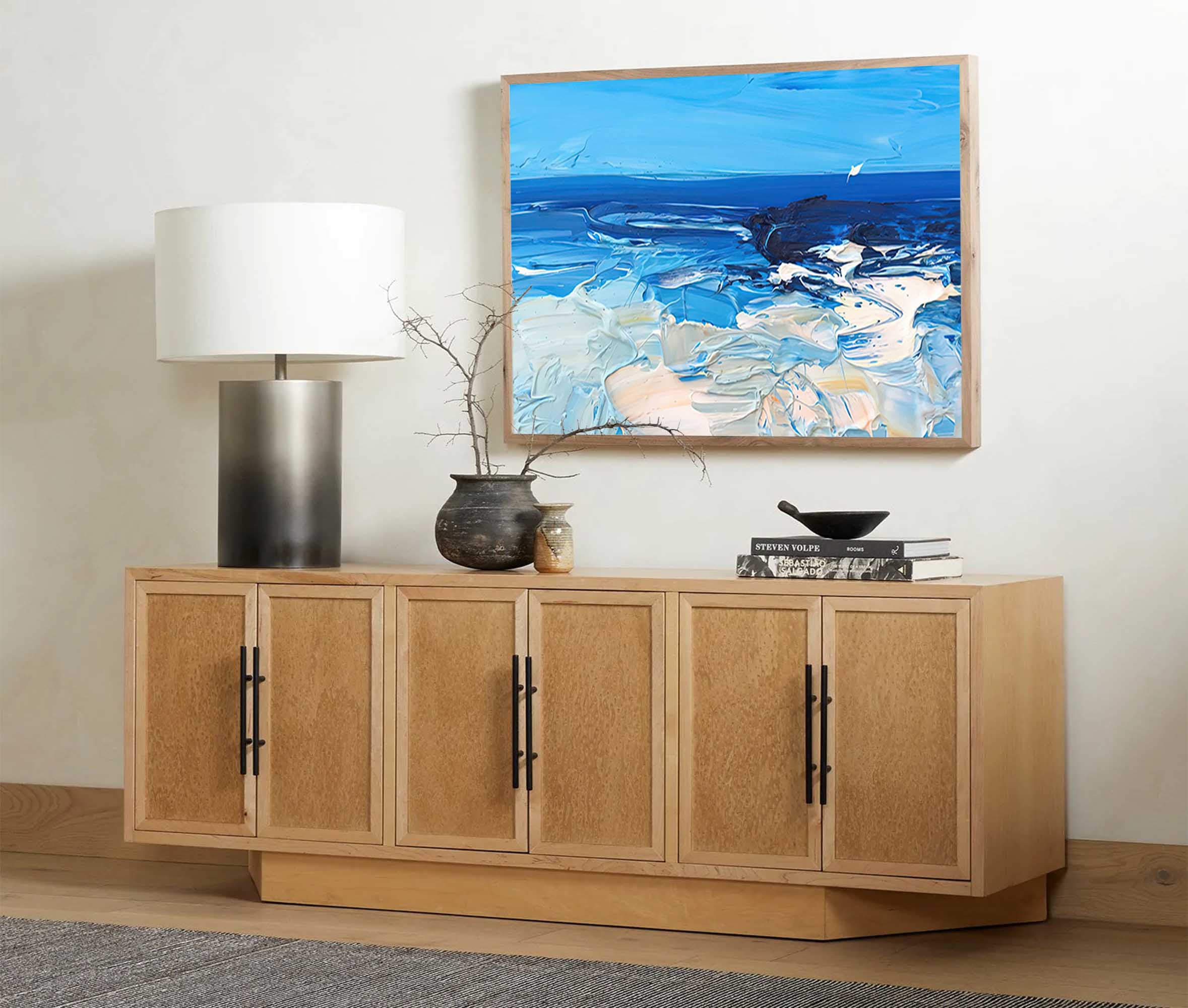 Blue Texture Ocean Abstract Oil Painting Large Ocean Beach Original Painting Ocean Canvas Wall Art Living Room Decor