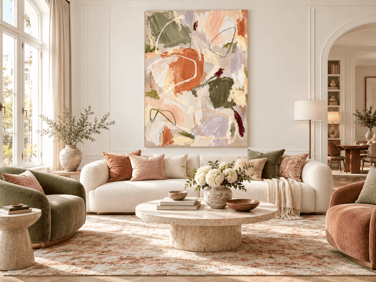 Abstract Hand-Painted Canvas Art With Earthy Tones And Textured Brushwork