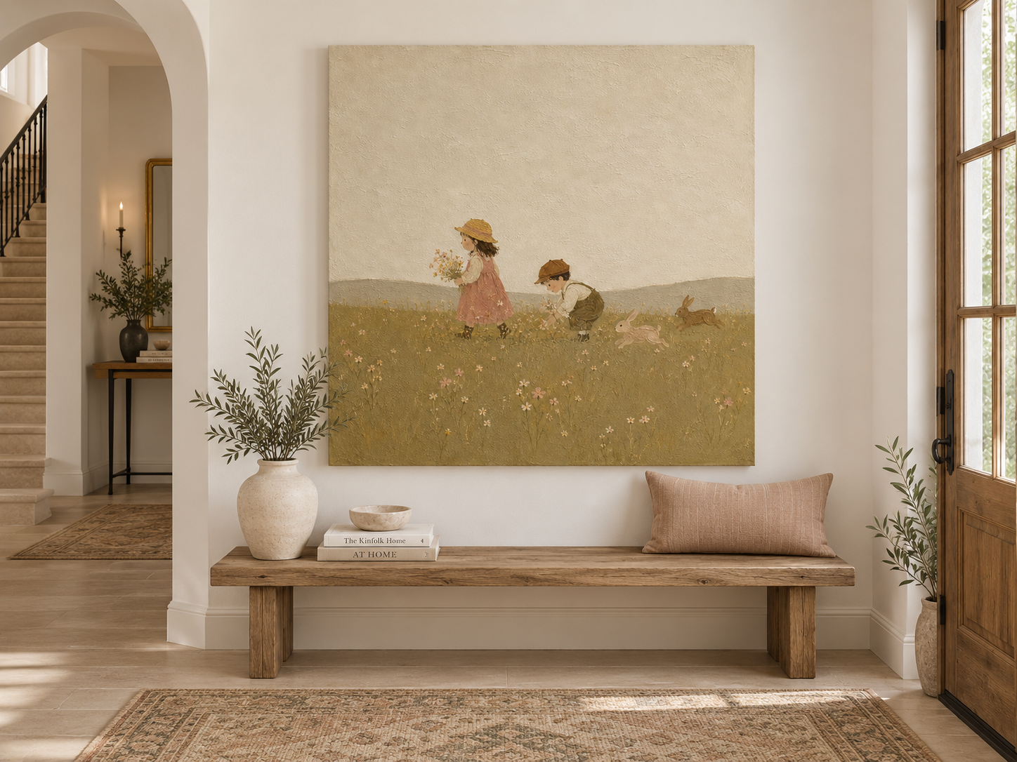 Warm Pastoral Wall Art For Nursery And Living Room With Textured Finish