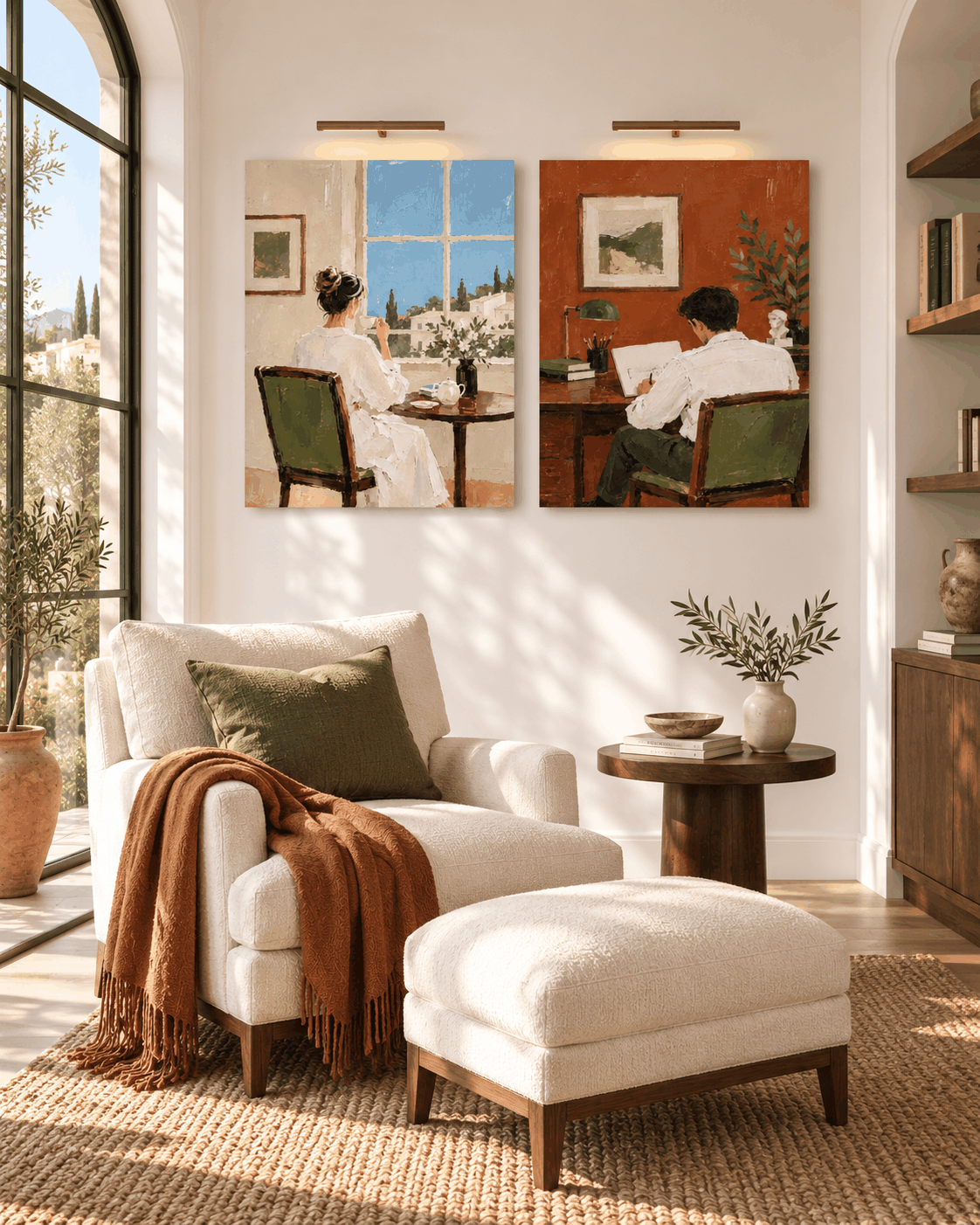 Modern Couple Diptych Hand-Painted Canvas Art With Expressive Texture
