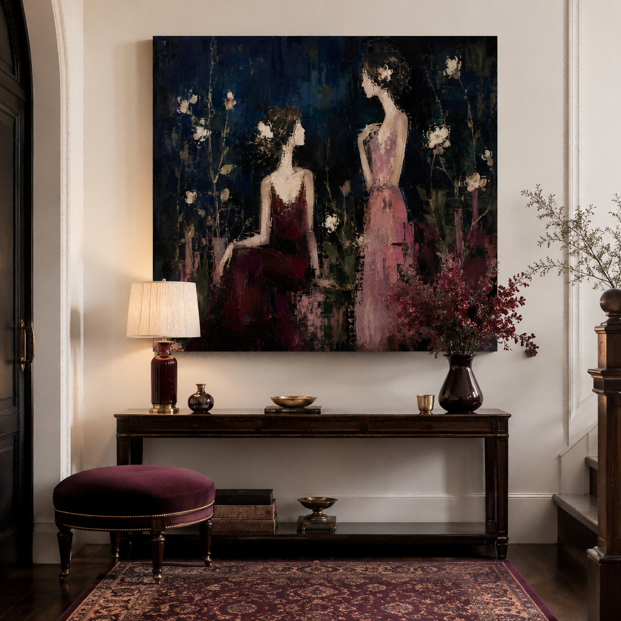 Abstract Expressionist Canvas Art With Rich Texture And Dark Romantic Tones