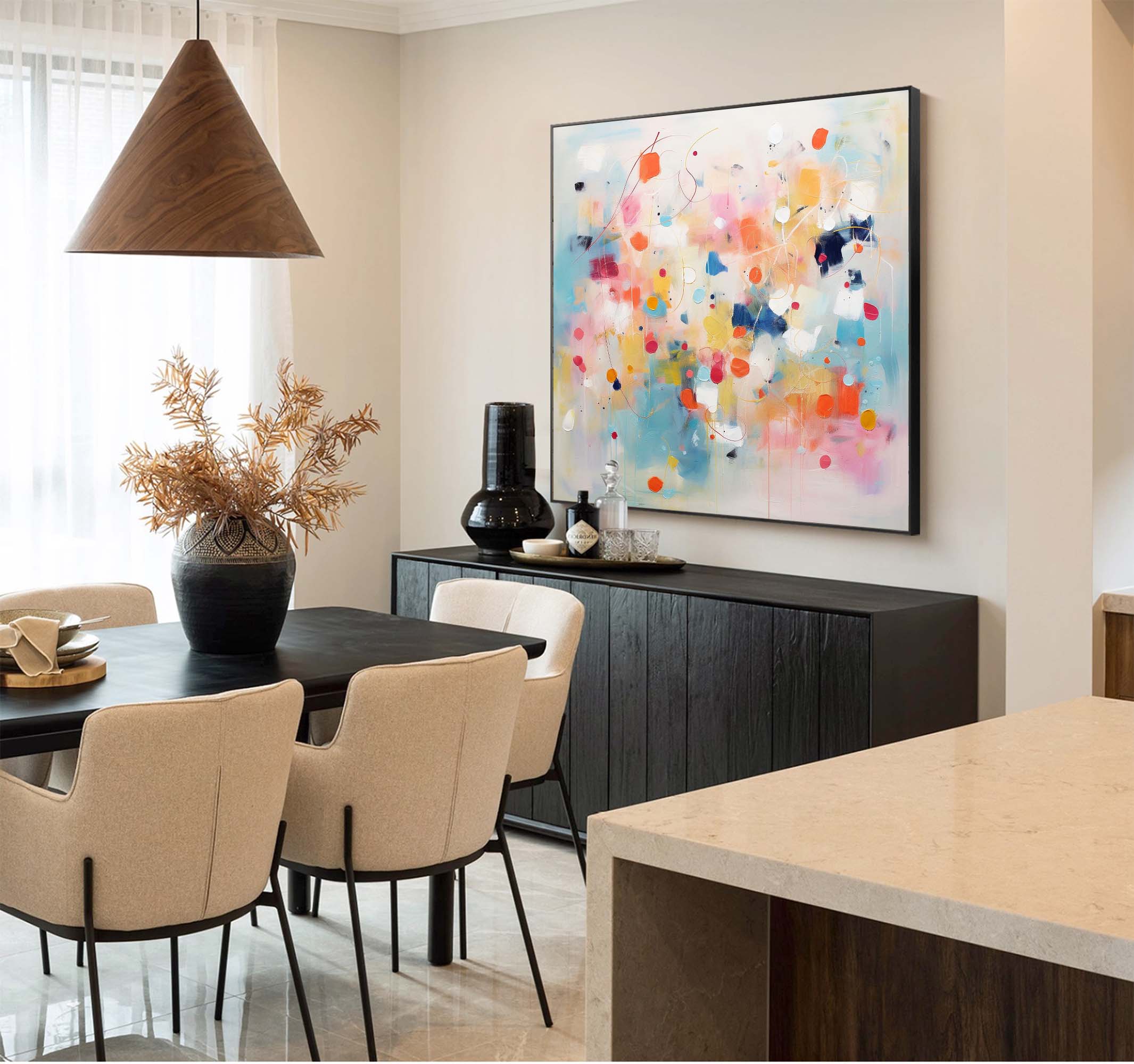 Large Acrylic Painting Wall Art Bright Colorful Original Abstract Oil Painting Modern Living Room Art For Sale