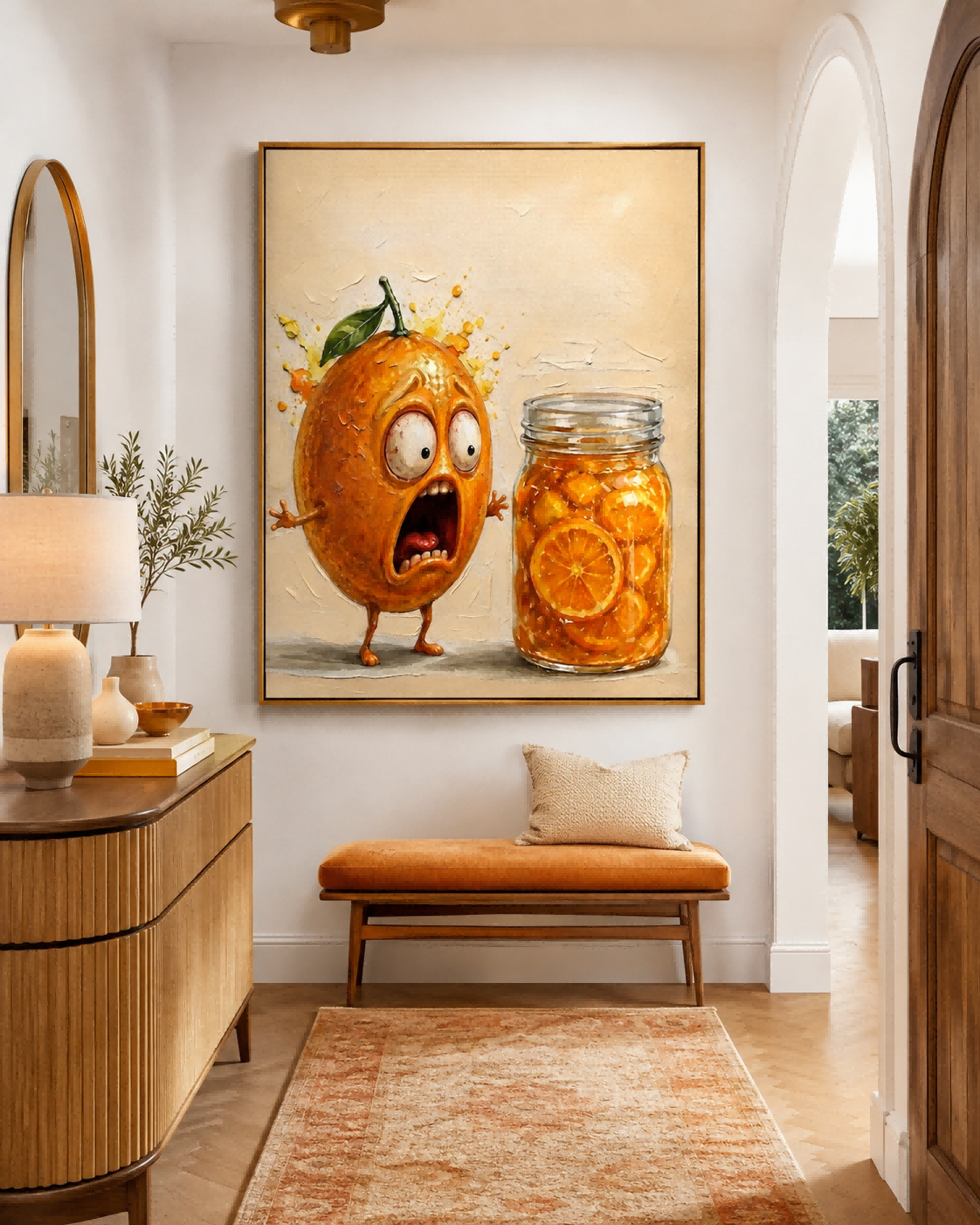 Funny Abstract Orange Painting Pop Art Canvas For Kitchen Wall Decor