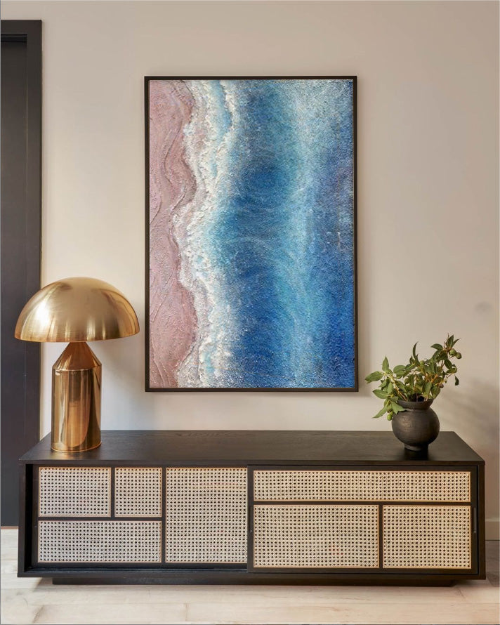 Blue And Pink Texture Ocean Abstract Oil Painting Large Ocean Original Painting On Canvas Modern Wall Art Living Room Decor