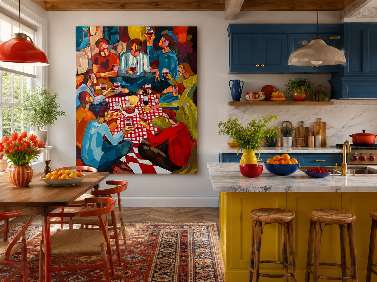 Unique Colorful Group Portrait Art Painting Ideal Gift For Art Lovers And Housewarming Celebration
