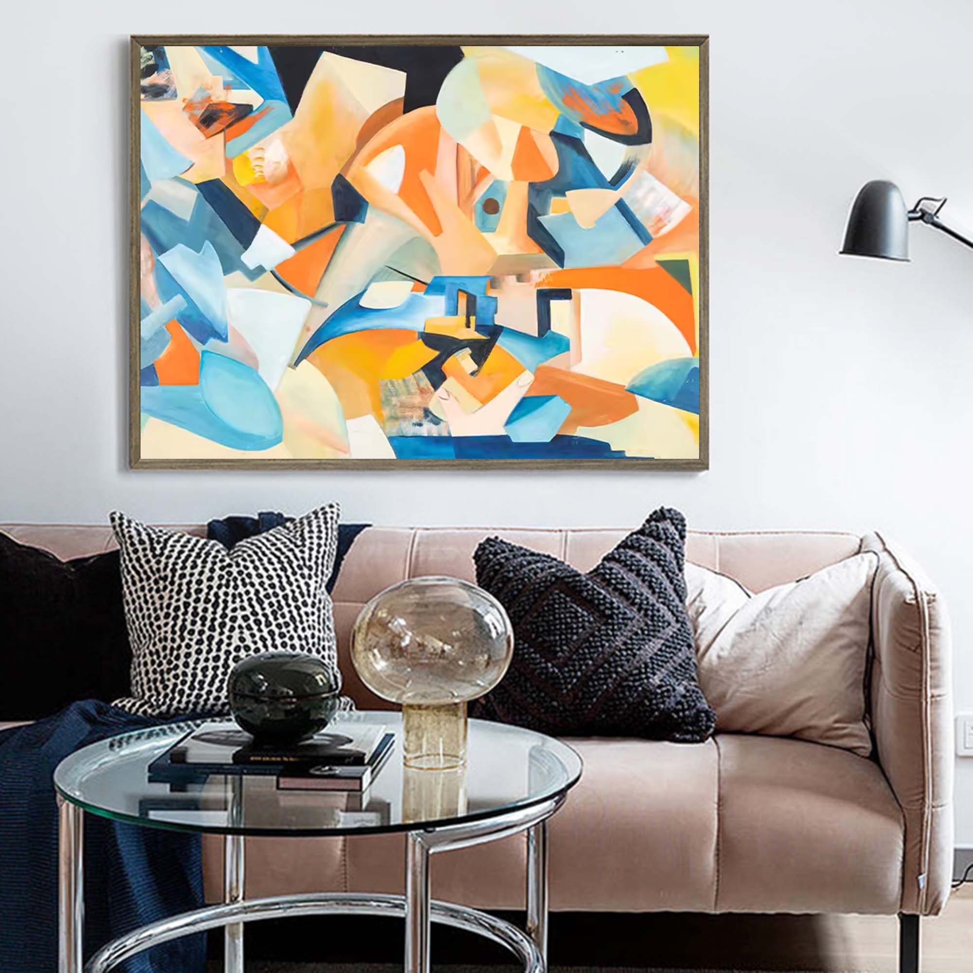 Original Abstract Oil Painting On Canvas Geometric Painting Living Room Wall Art Decor