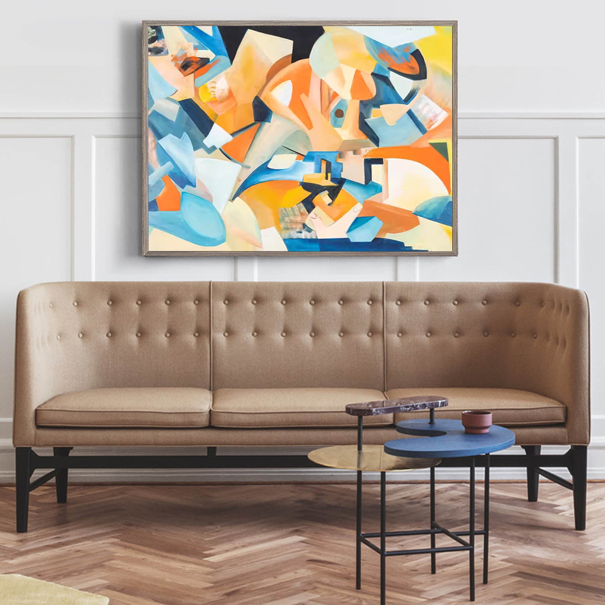 Original Abstract Oil Painting On Canvas Geometric Painting Living Room Wall Art Decor