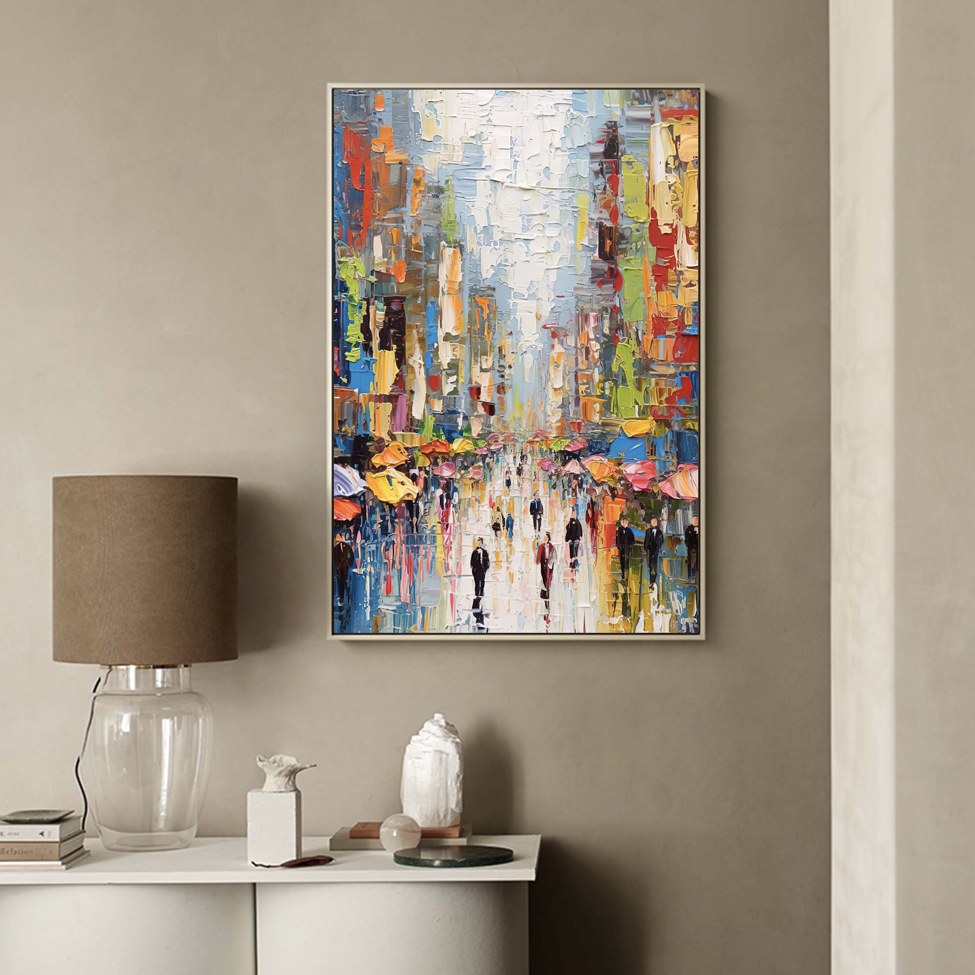 Original Modern Cityscape Oil Painting On Canvas Abstract Urban Scene Art Large Colorful Wall Art Home Decor