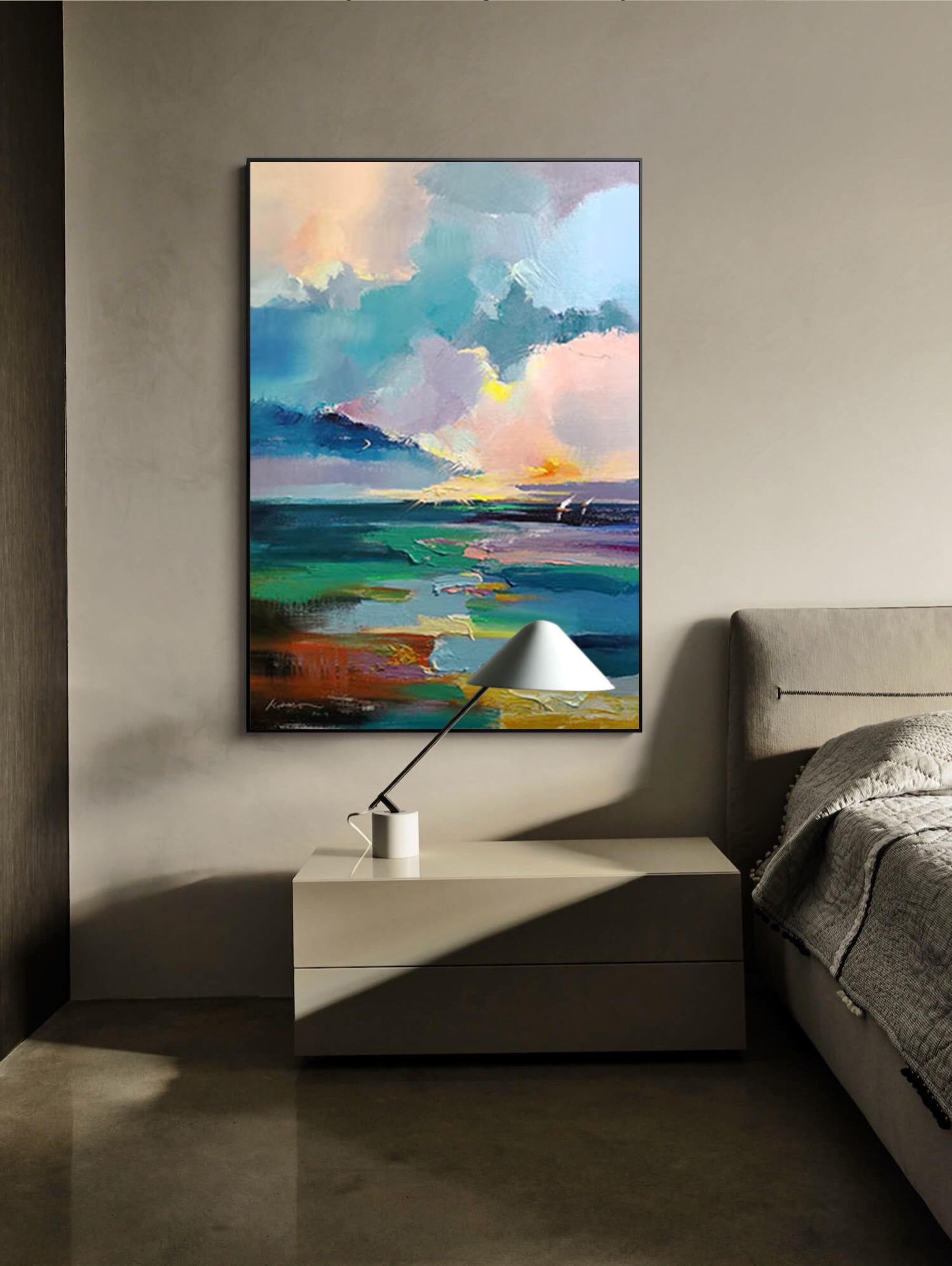 Large Landscape Painting On Canvas Abstract Modern Wall Art Acrylic Painting Living Room
