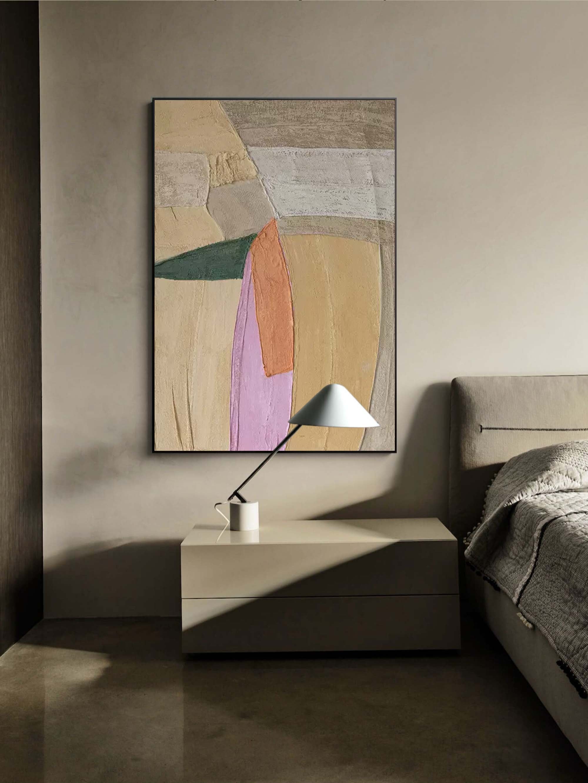 vintage Abstract Wall Art Canvas With Frame Oil Painting Large Minimalist Oil Painting Home Decor