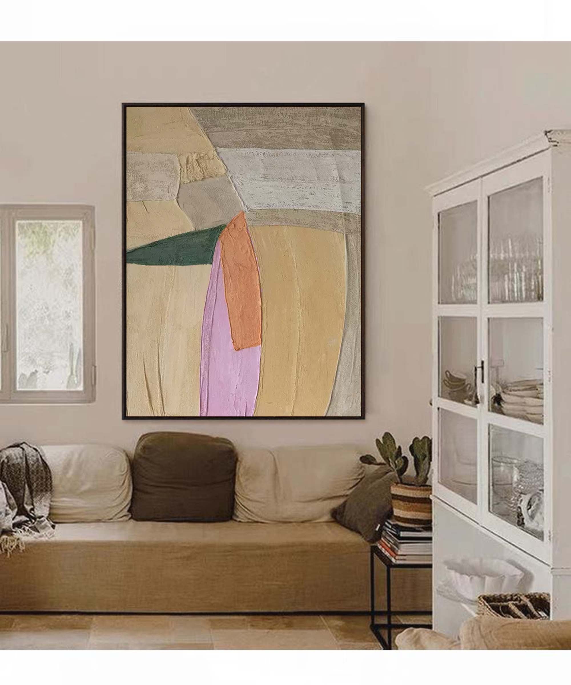 vintage Abstract Wall Art Canvas With Frame Oil Painting Large Minimalist Oil Painting Home Decor