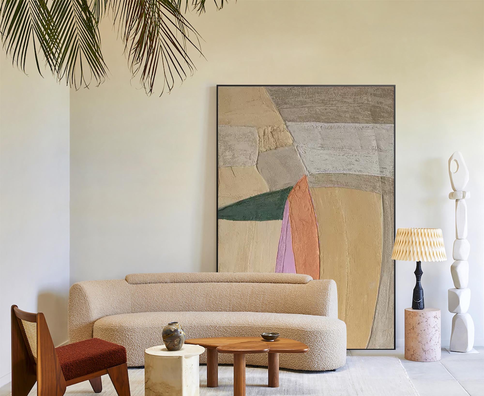 vintage Abstract Wall Art Canvas With Frame Oil Painting Large Minimalist Oil Painting Home Decor