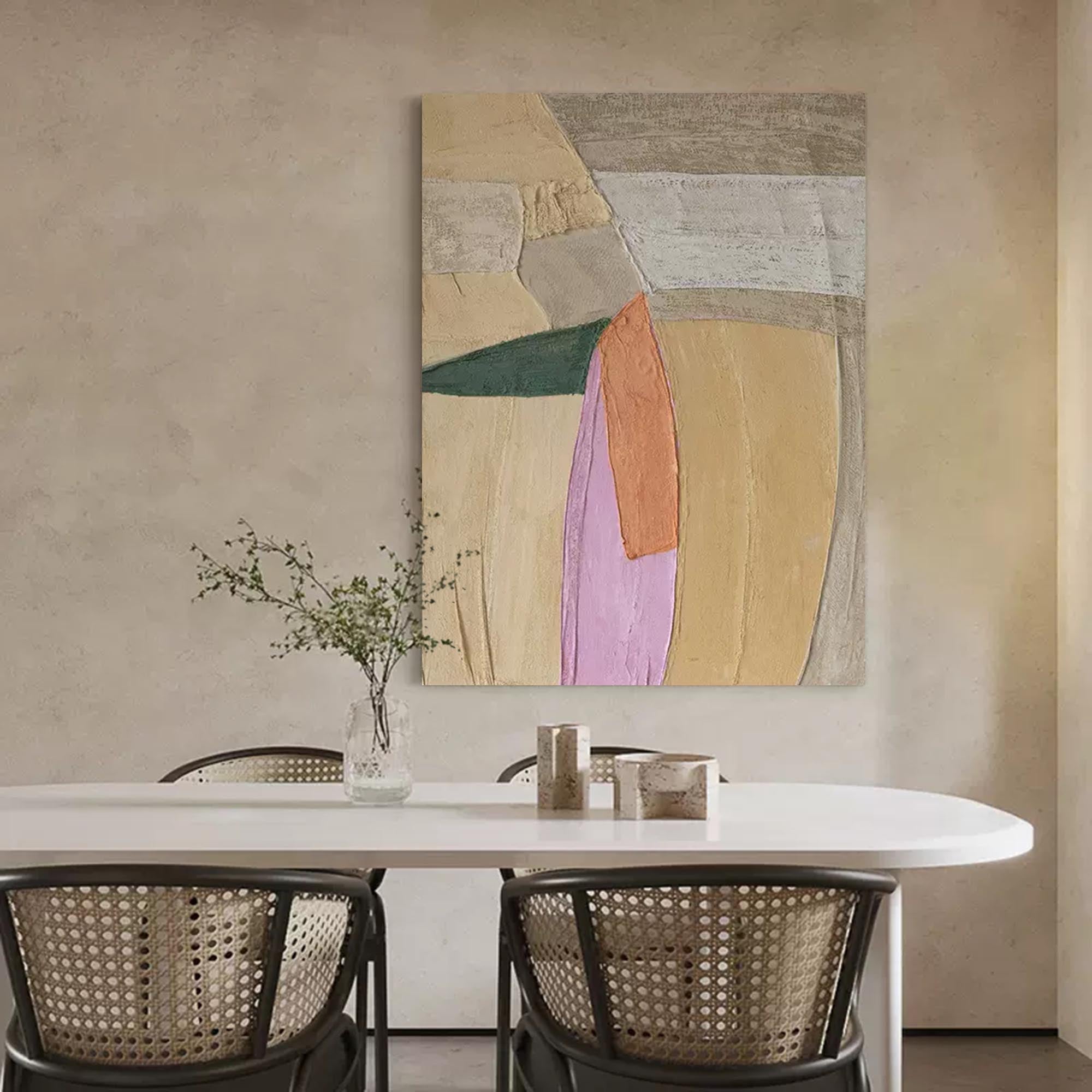 vintage Abstract Wall Art Canvas With Frame Oil Painting Large Minimalist Oil Painting Home Decor