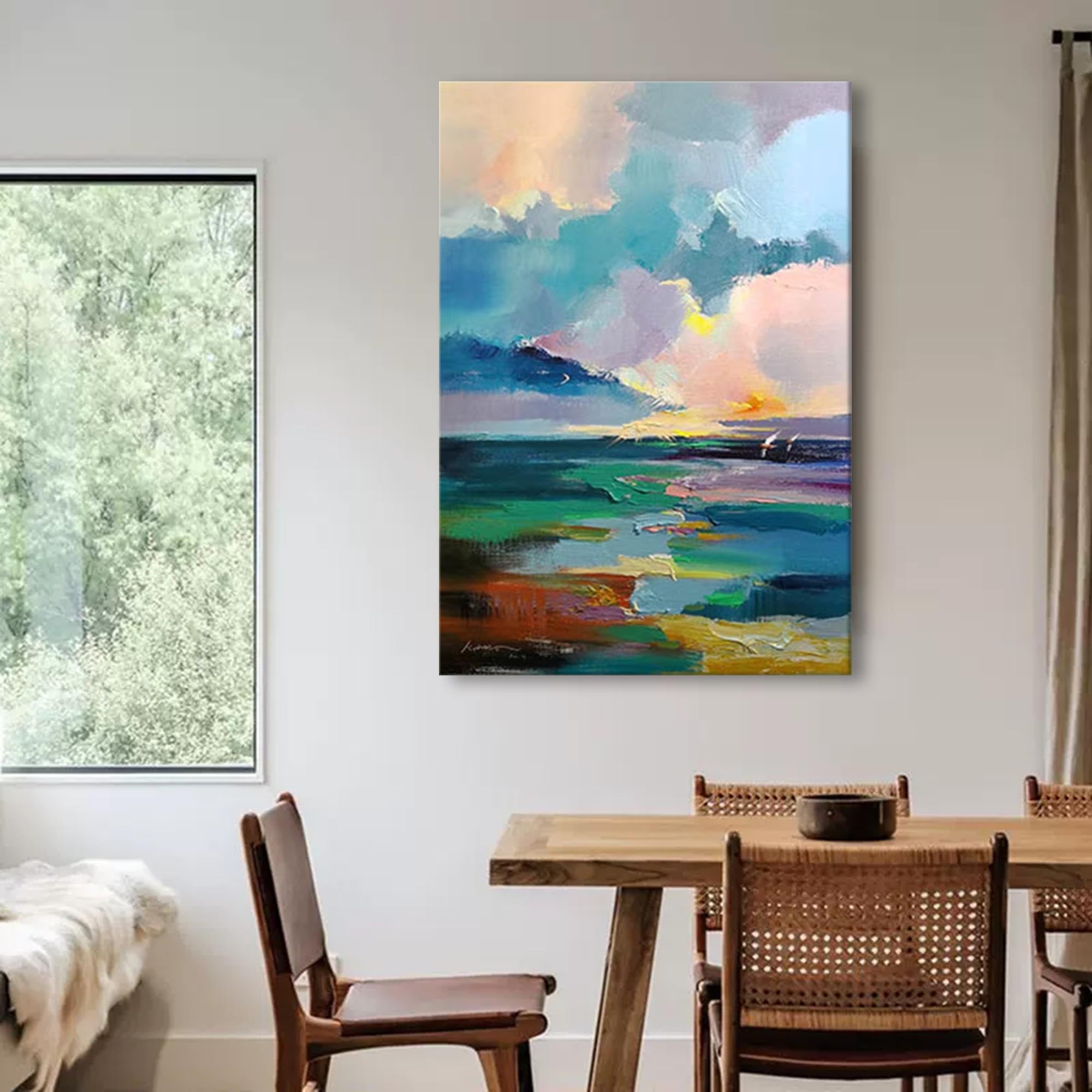Large Landscape Painting On Canvas Abstract Modern Wall Art Acrylic Painting Living Room