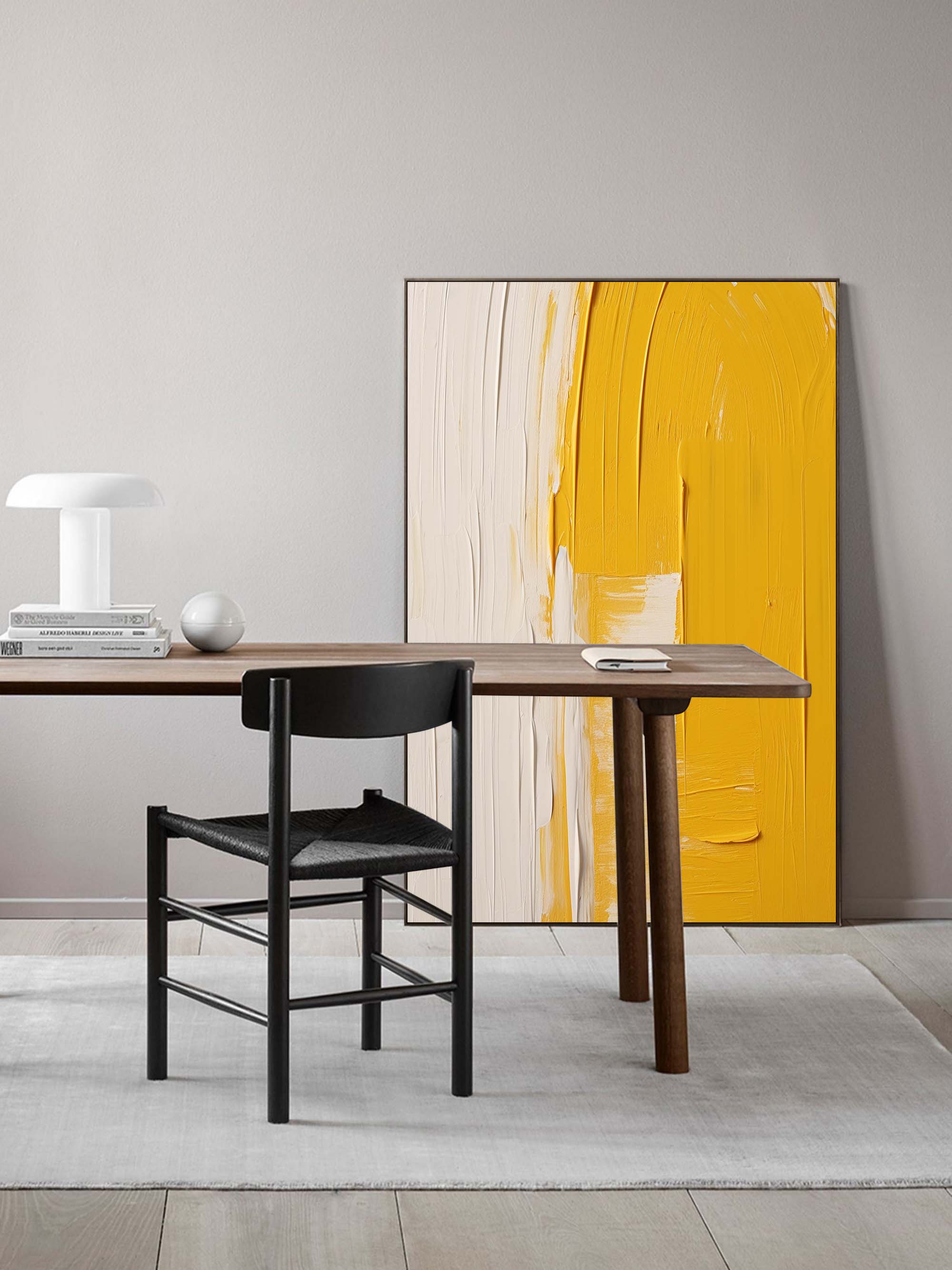 Bright Yellow Large Abstract acrylic painting Texture Minimalist Oil Painting On Canvas Original Wall Art Home Decor