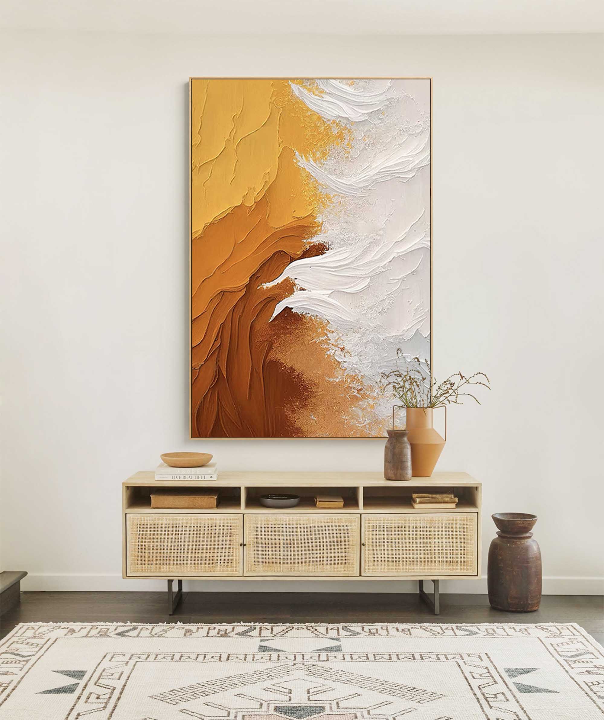 Yellow Modern Texture Oil Painting On Canvas Original Abstract Wall Art Large Texture Oil Painting Home Decor