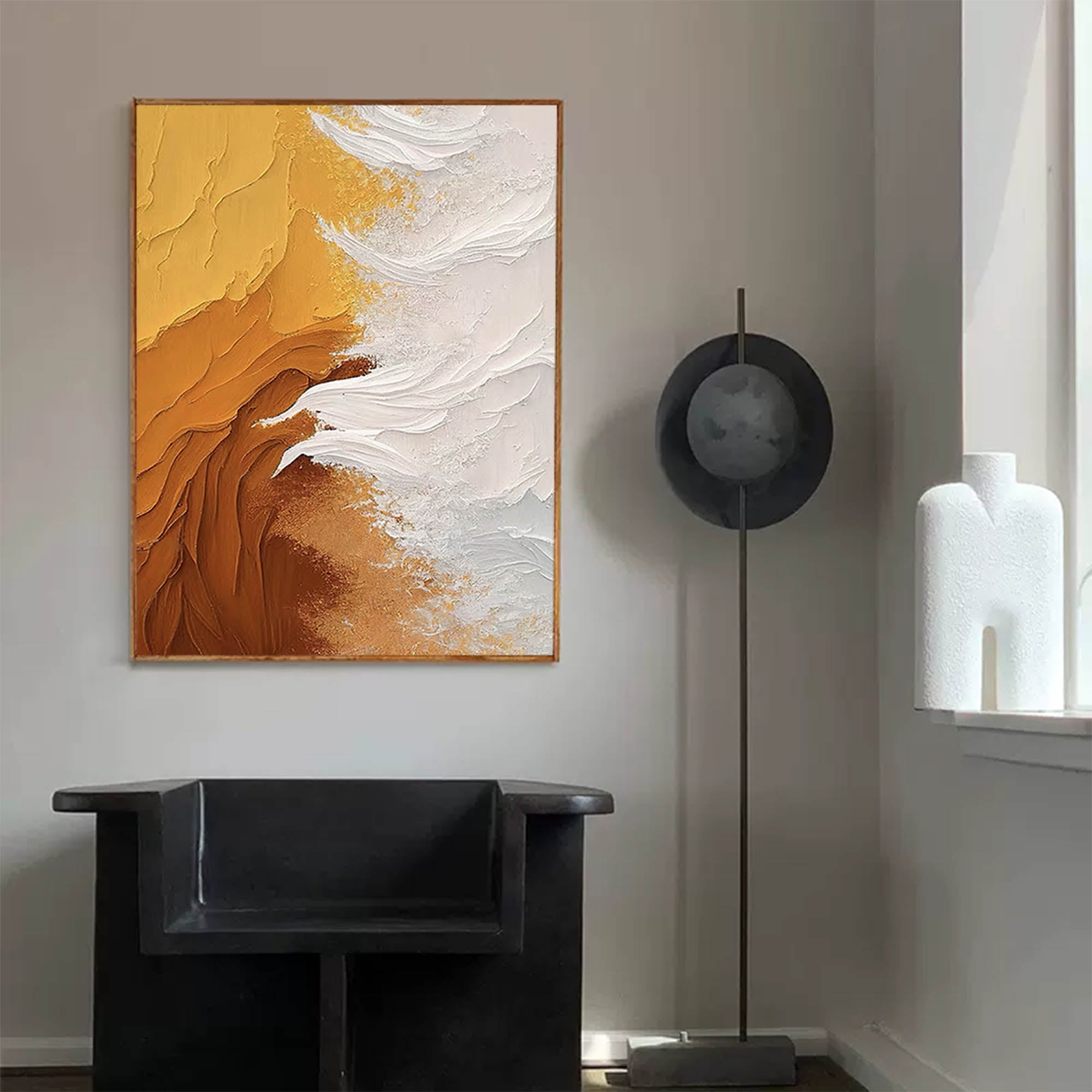 Yellow Modern Texture Oil Painting On Canvas Original Abstract Wall Art Large Texture Oil Painting Home Decor