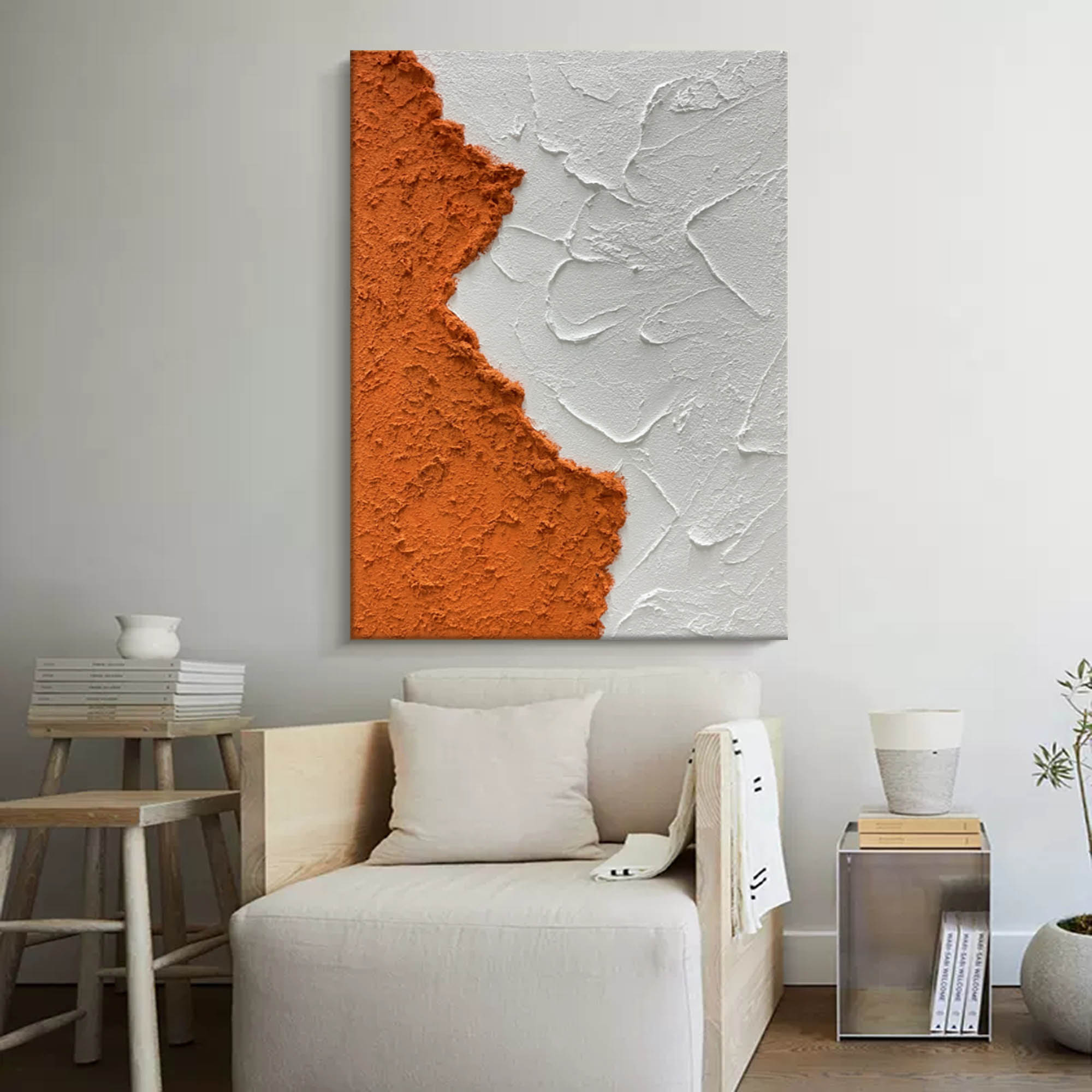 Orange Ocean Abstract Oil Painting Large Original Ocean Texture Painting Ocean Canvas Wall Art Living Room Decoration