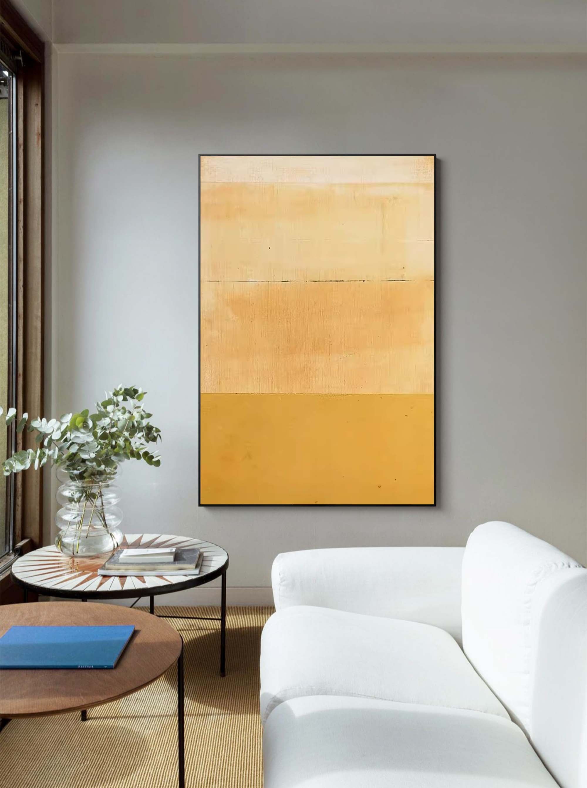 Yellow Abstract Wall Art Canvas With Frame Oil Painting Large Minimalist Oil Painting Home Decor