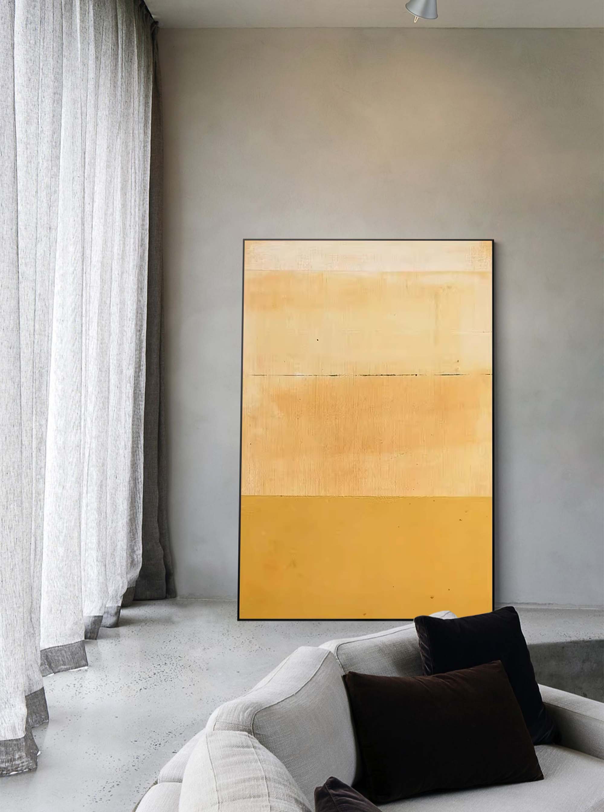 Yellow Abstract Wall Art Canvas With Frame Oil Painting Large Minimalist Oil Painting Home Decor