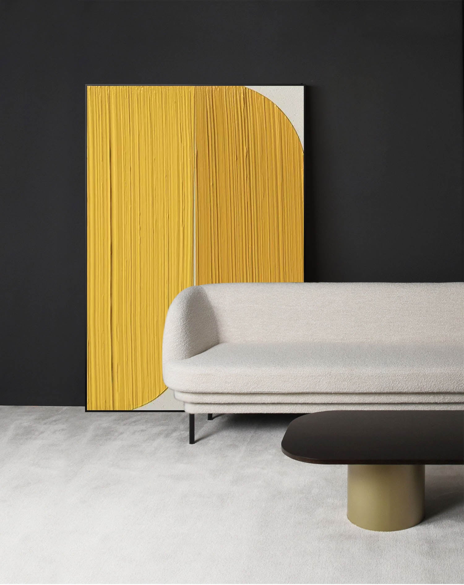 Bright Yellow Original Wall Art Texture Minimalist Oil Painting On Canvas Large Abstract acrylic painting For Living Room