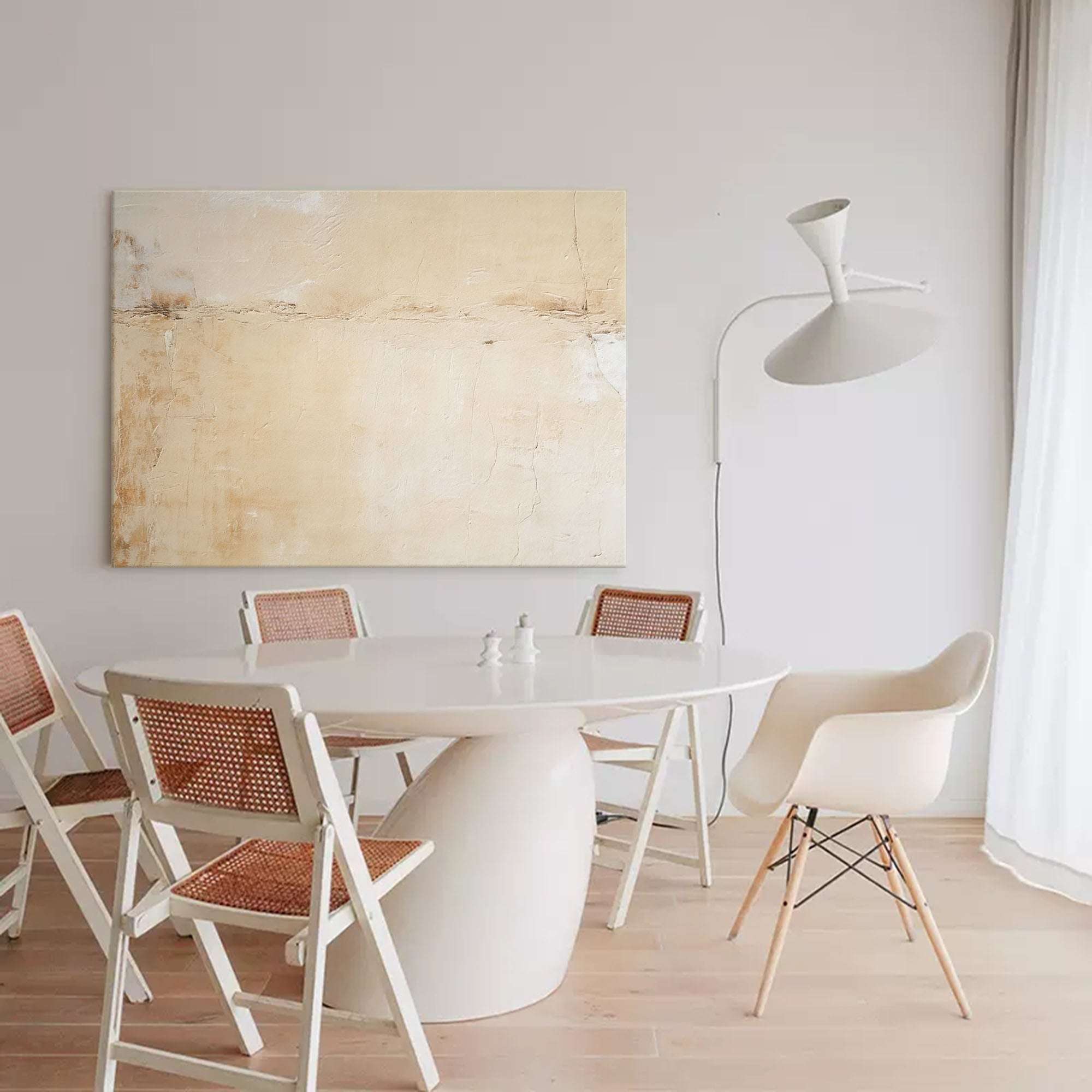 Original Beige Minimalist Abstract Acrylic Painting Framed Large Wall Art Texture Abstract Oil Painting Home Decor