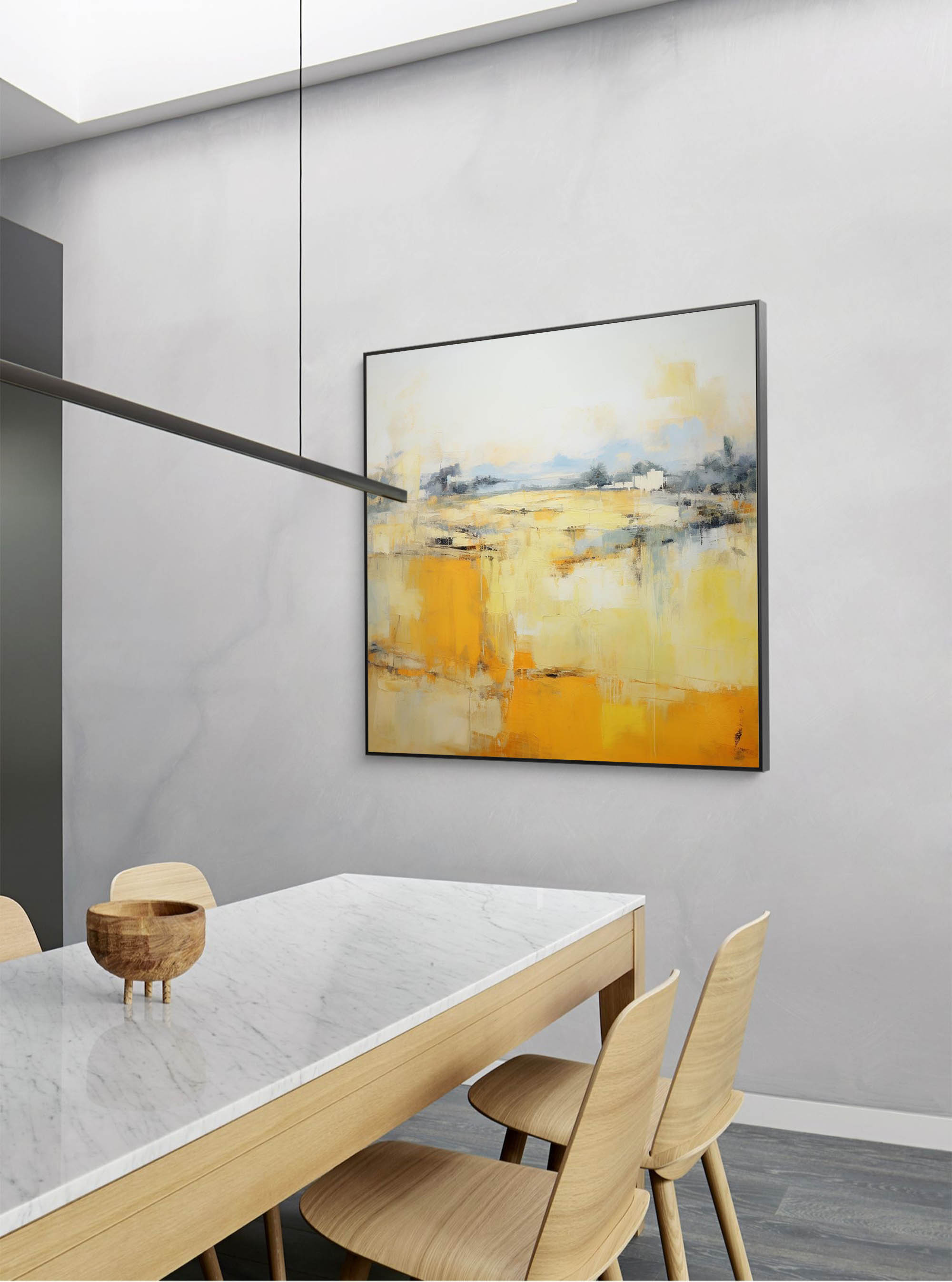 Square Abstract Oil Painting On Canvas Original Yellow Modern Acrylic Painting Large Wall Art Home Decor