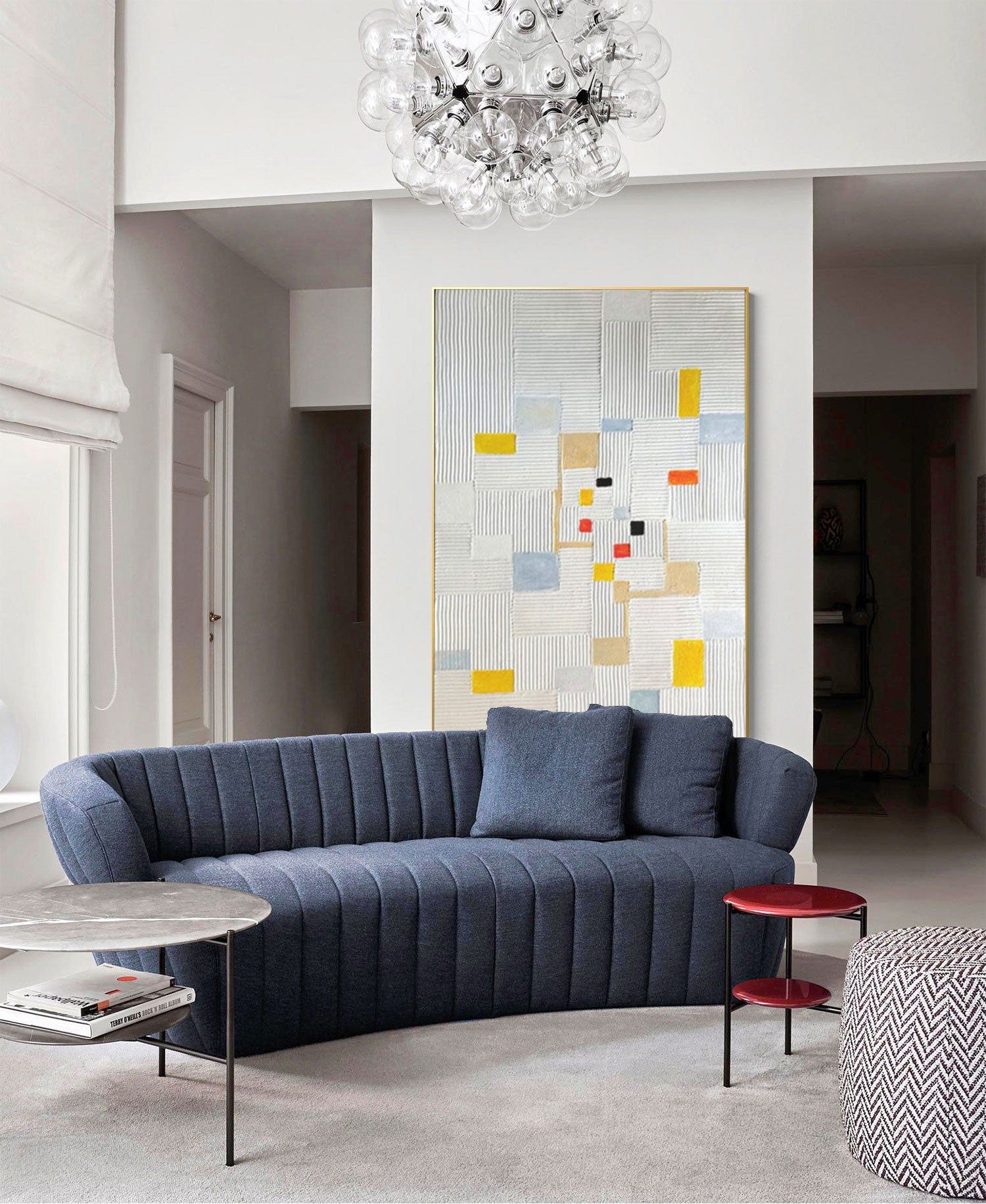 Original Abstract Oil Painting On Canvas Large Texture Geometric Composition Artwork Framed Living Room Decor