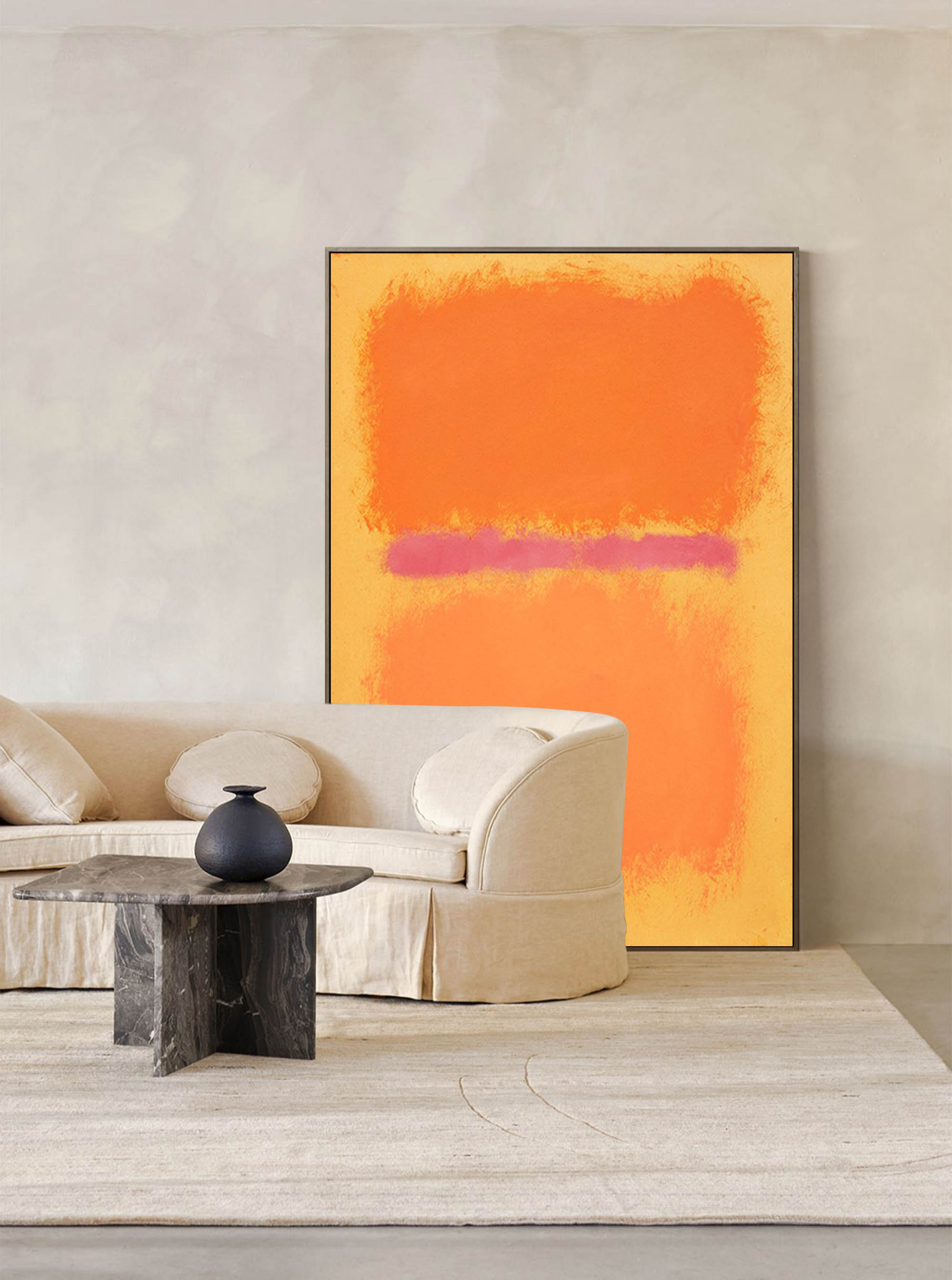 Orange Minimalist Texture Wall Art Painting Large Abstract Original Oil Painting Home Decor