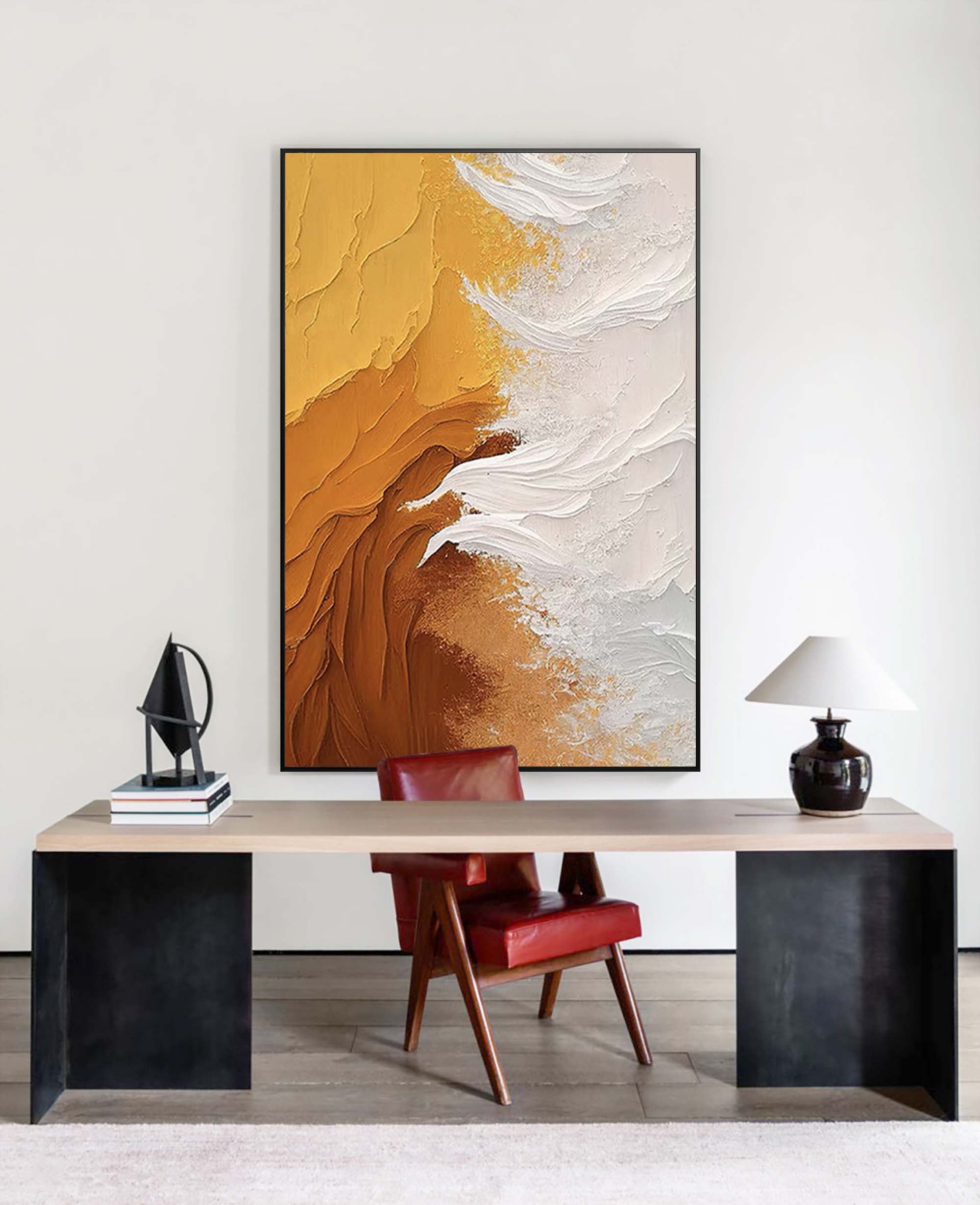 Yellow Modern Texture Oil Painting On Canvas Original Abstract Wall Art Large Texture Oil Painting Home Decor