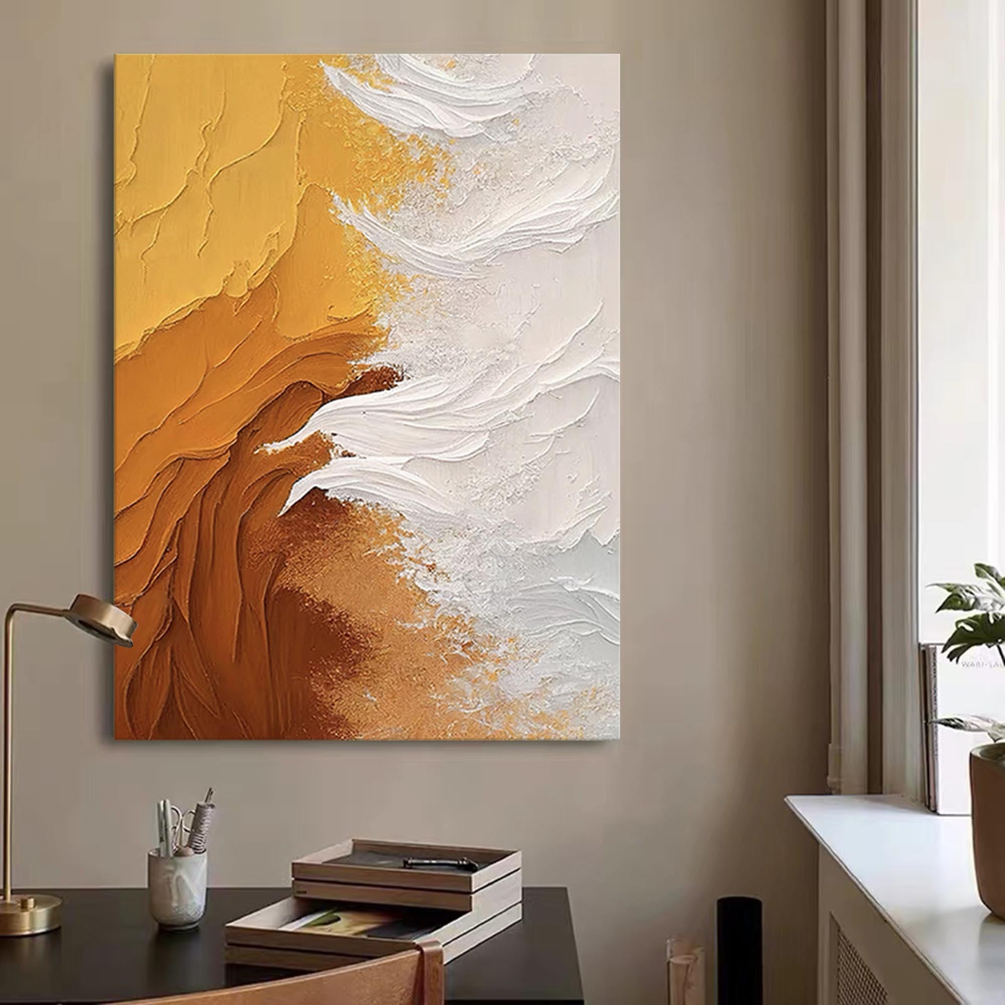 Yellow Modern Texture Oil Painting On Canvas Original Abstract Wall Art Large Texture Oil Painting Home Decor