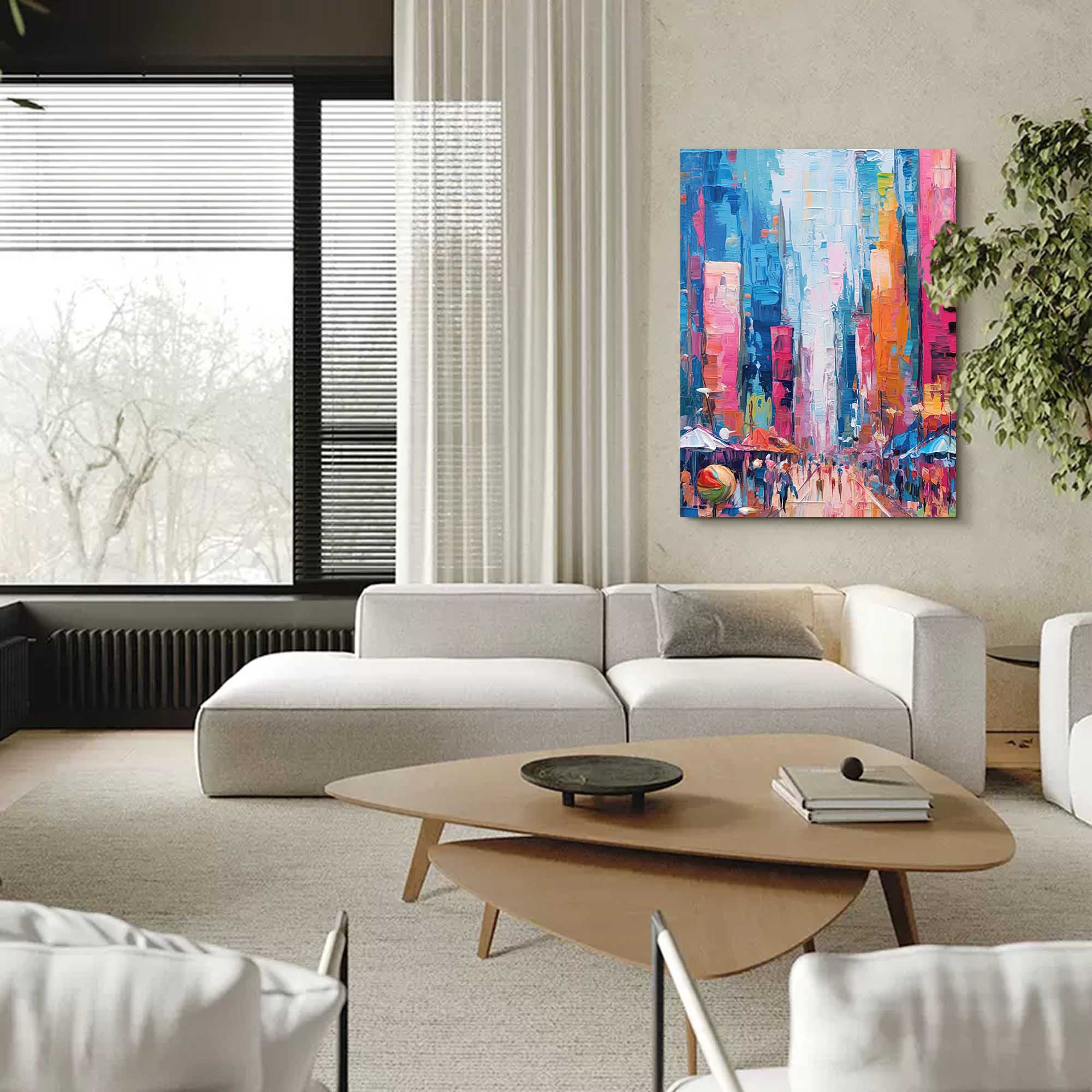 Modern Abstract Colorful Cityscape Oil Painting On Canvas Original Urban Scene Art Large Wall Art Home Decor