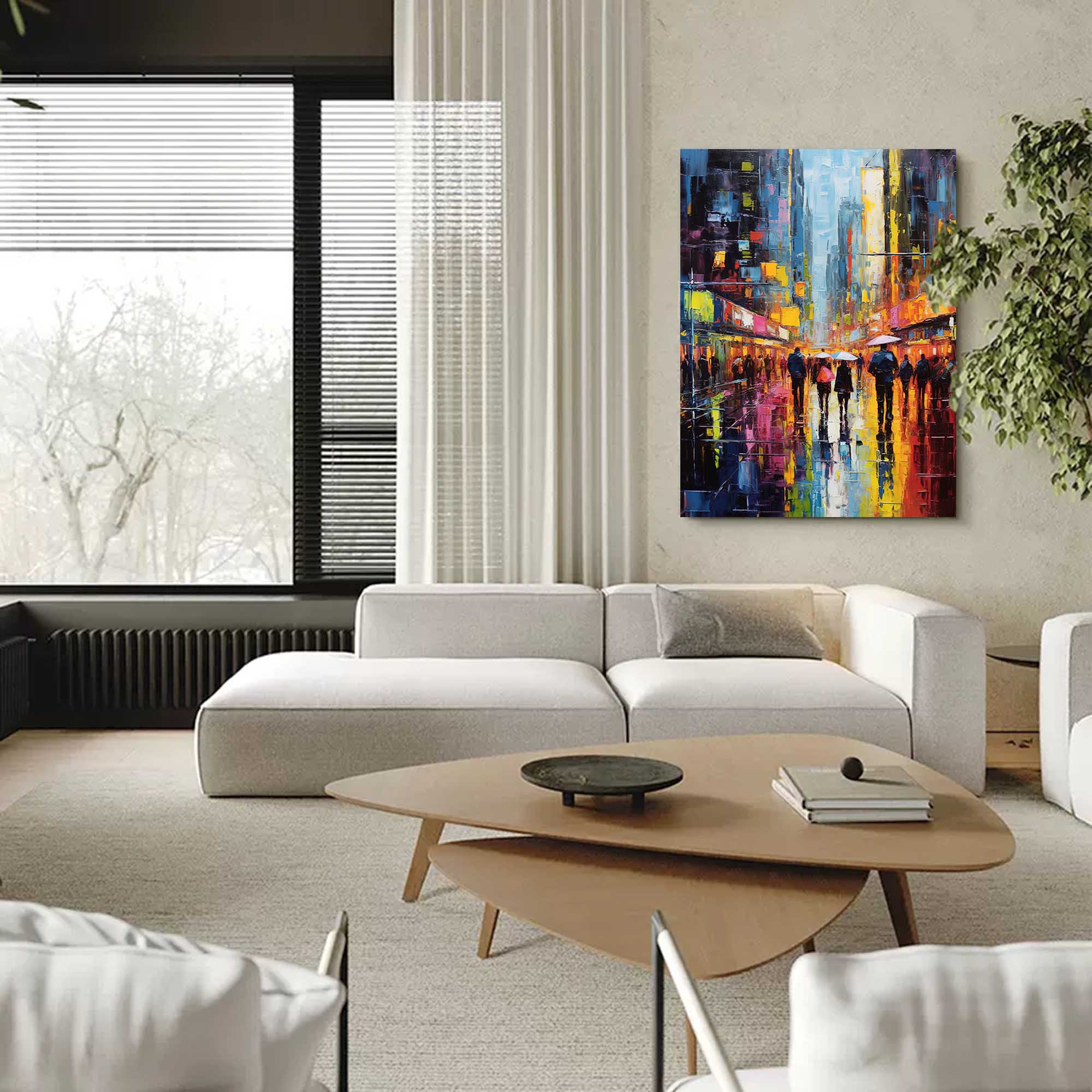 Modern Abstract Colorful Night Cityscape Oil Painting On Canvas Original Urban Scene Art Large Wall Art Home Decor