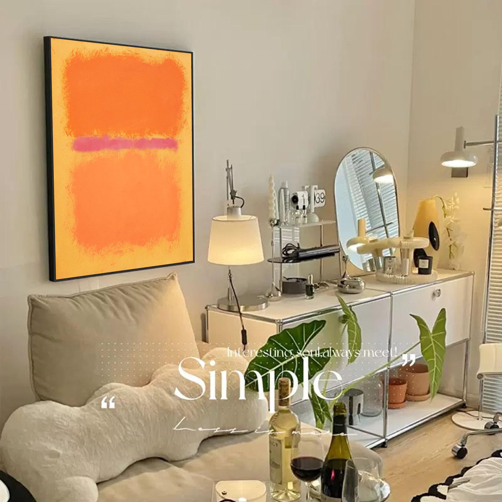 Orange Minimalist Texture Wall Art Painting Large Abstract Original Oil Painting Home Decor