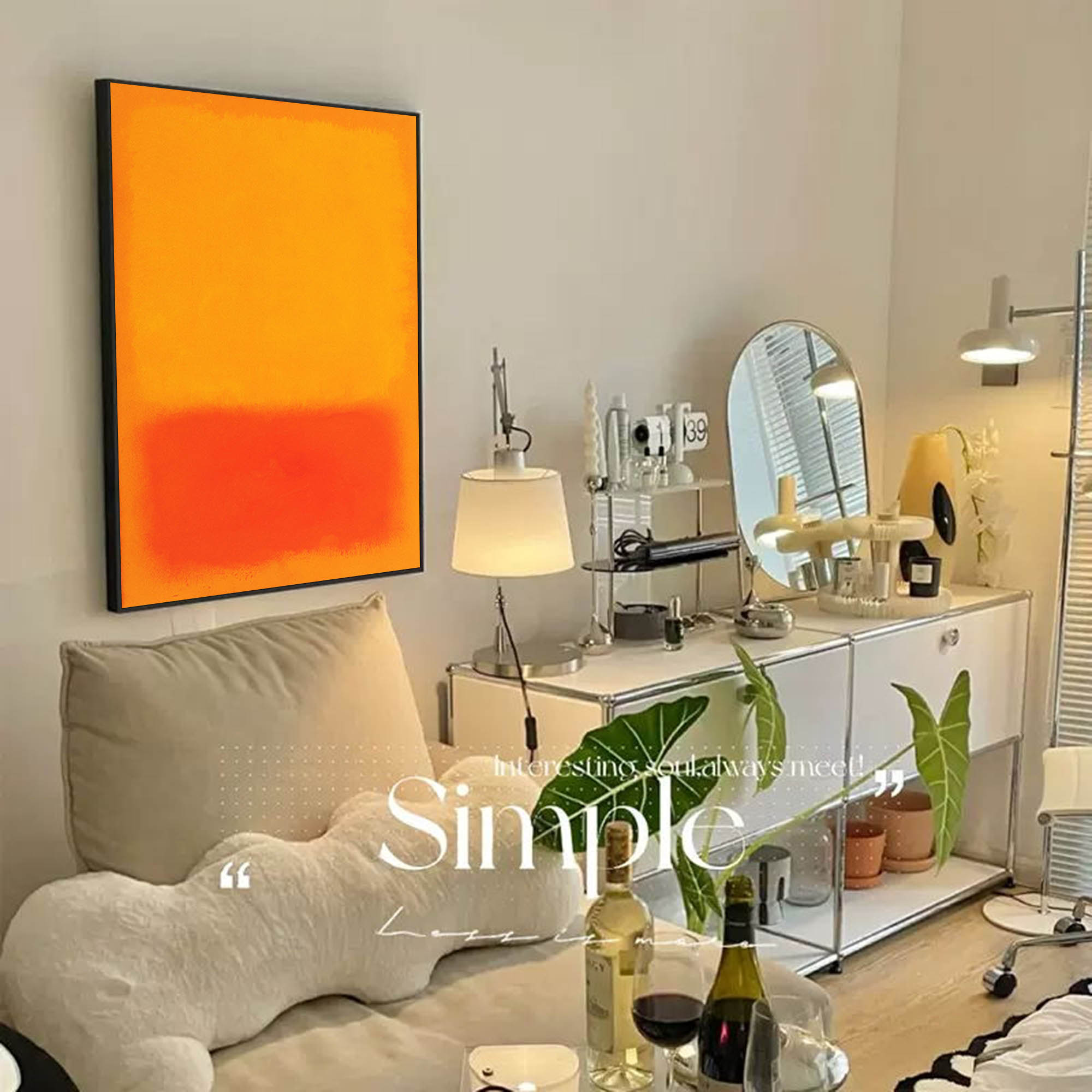 Orange Abstract Texture Wall Art Painting Large Minimalist Original Oil Painting Home Decor