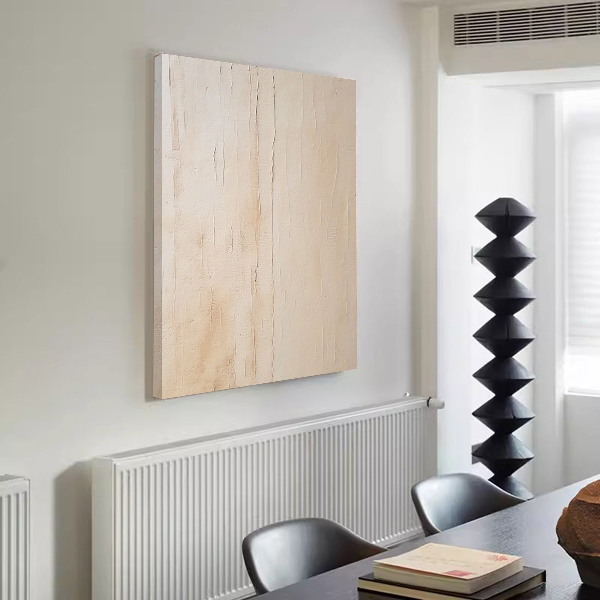 Texture Beige Minimalist Oil Painting On Canvas Large Abstract Original Vintage Wall Art Home Decor