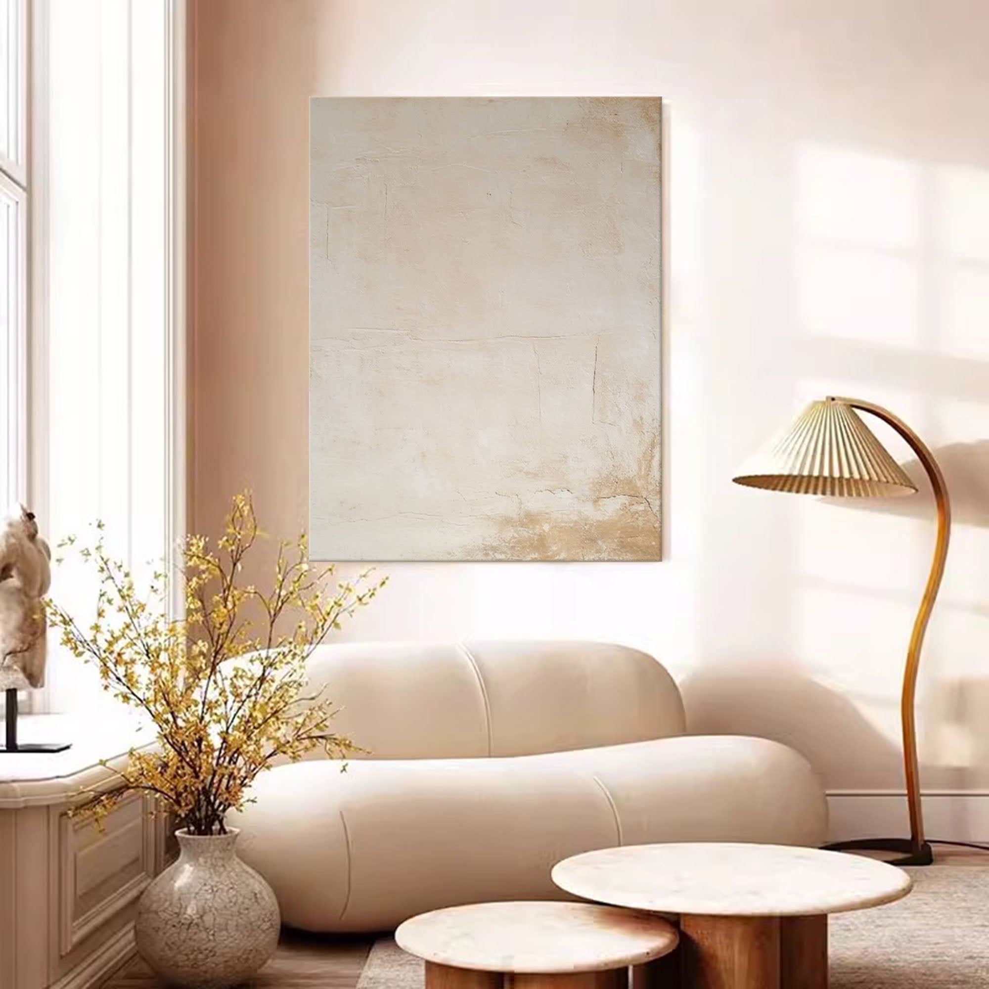Original Wall Art Texture Beige Minimalist Oil Painting On Canvas Large Abstract acrylic painting For Living Room