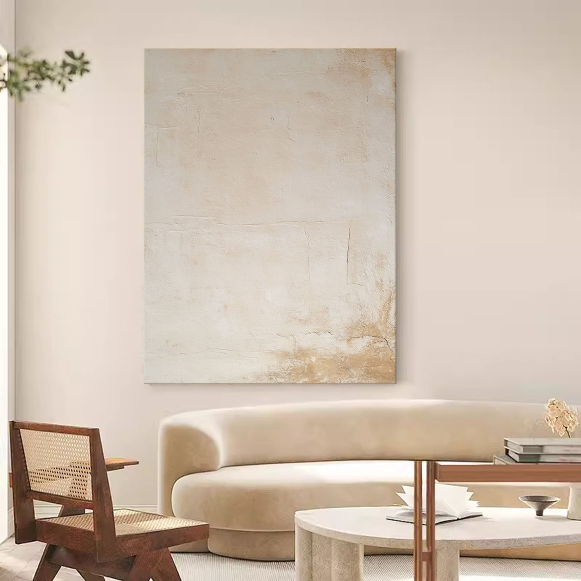 Original Wall Art Texture Beige Minimalist Oil Painting On Canvas Large Abstract acrylic painting For Living Room