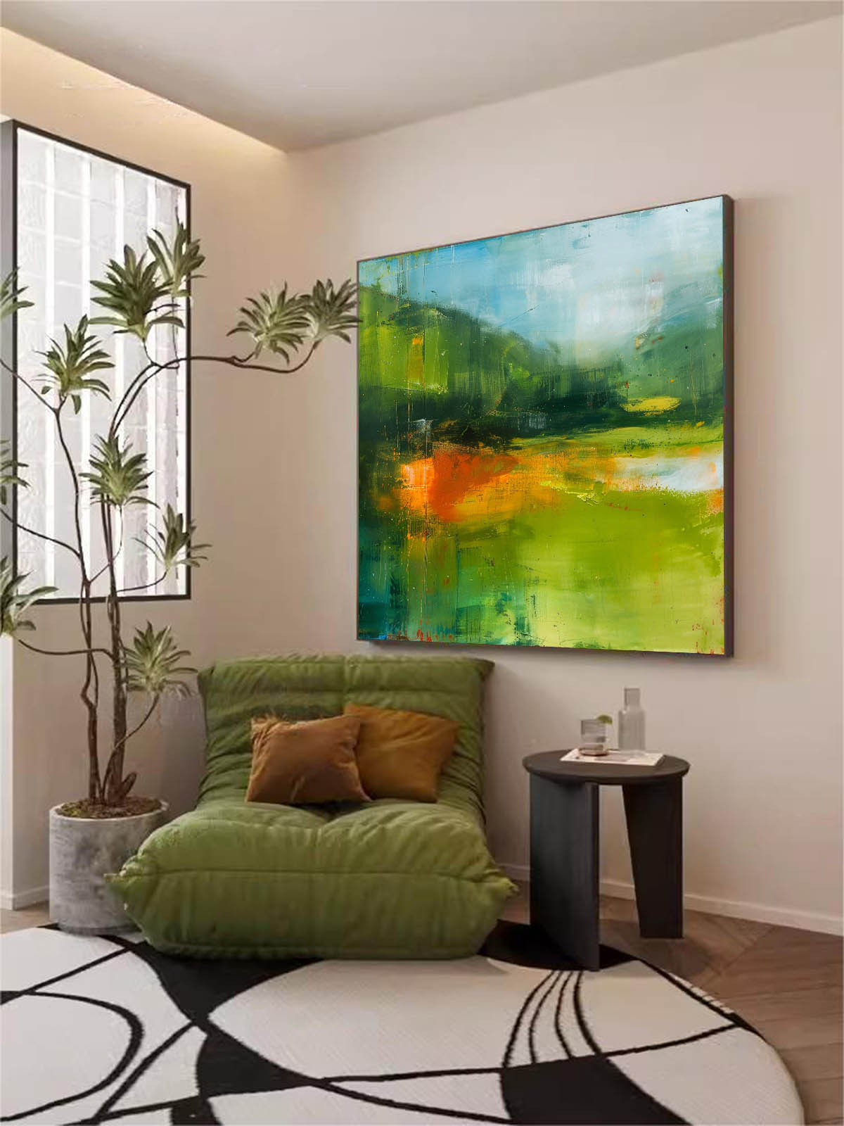 Modern Scenery Nature Art Green Original Landscape Wall Art Large Abstract Oil Painting Canvas Home Decor
